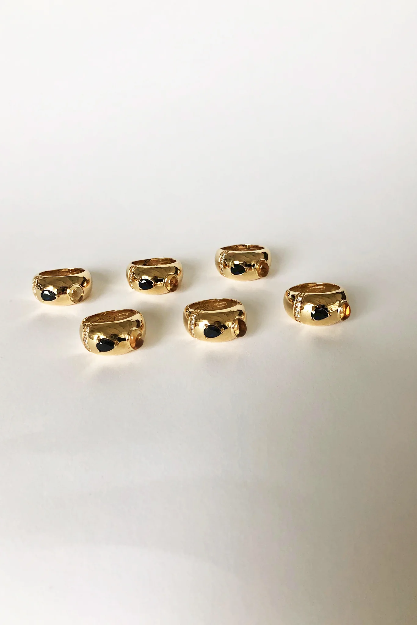 14K Gold Plated Citrine/Sapphire Bubble Bezel Ring - Image 3