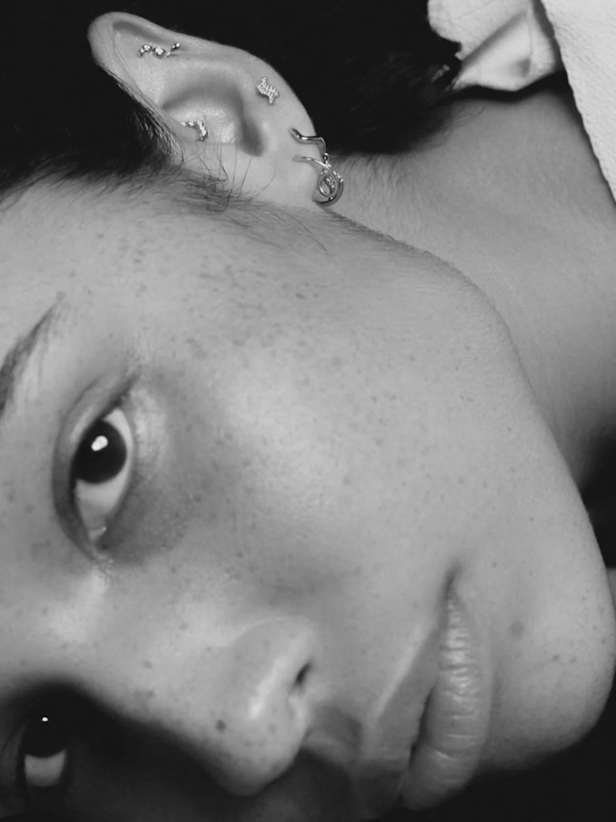 14K Double Diamond Wave Stud - Image 2