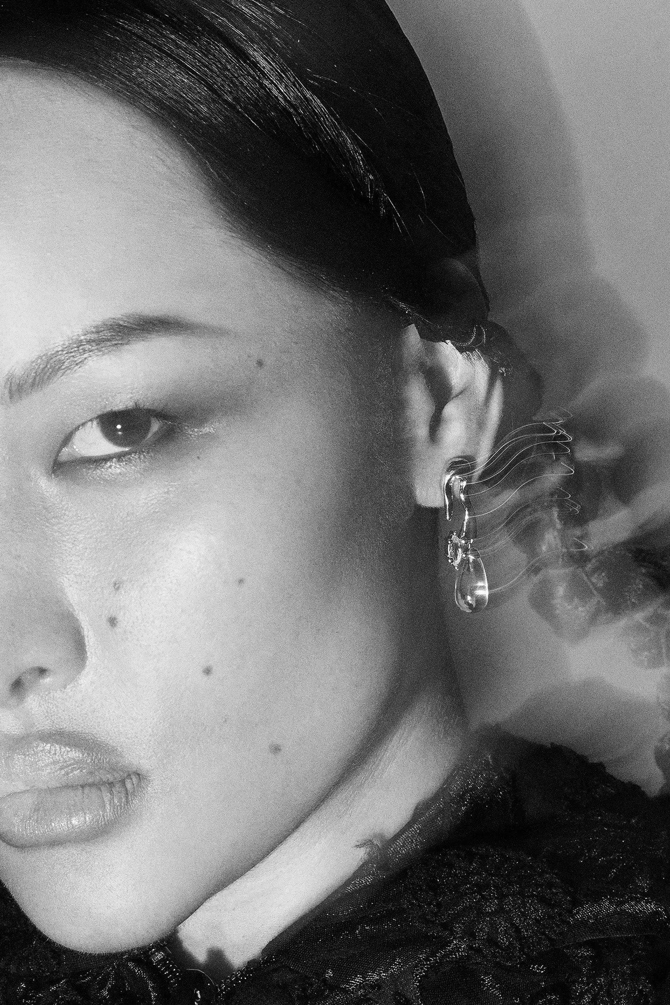 Awe Inspired x Collina Strada Silver Mini Petal Drop Earrings - Image 2