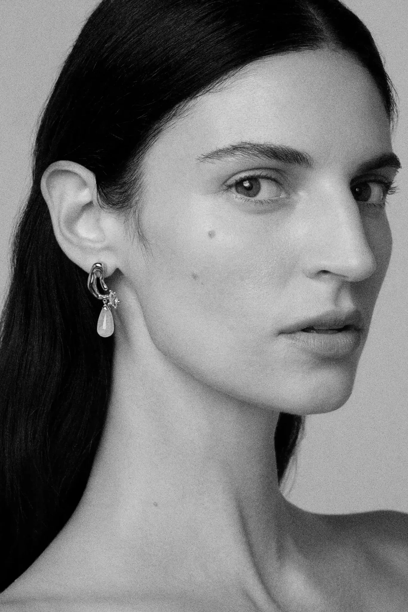 Awe Inspired x Collina Strada Silver Mini Petal Drop Earrings - Image 3