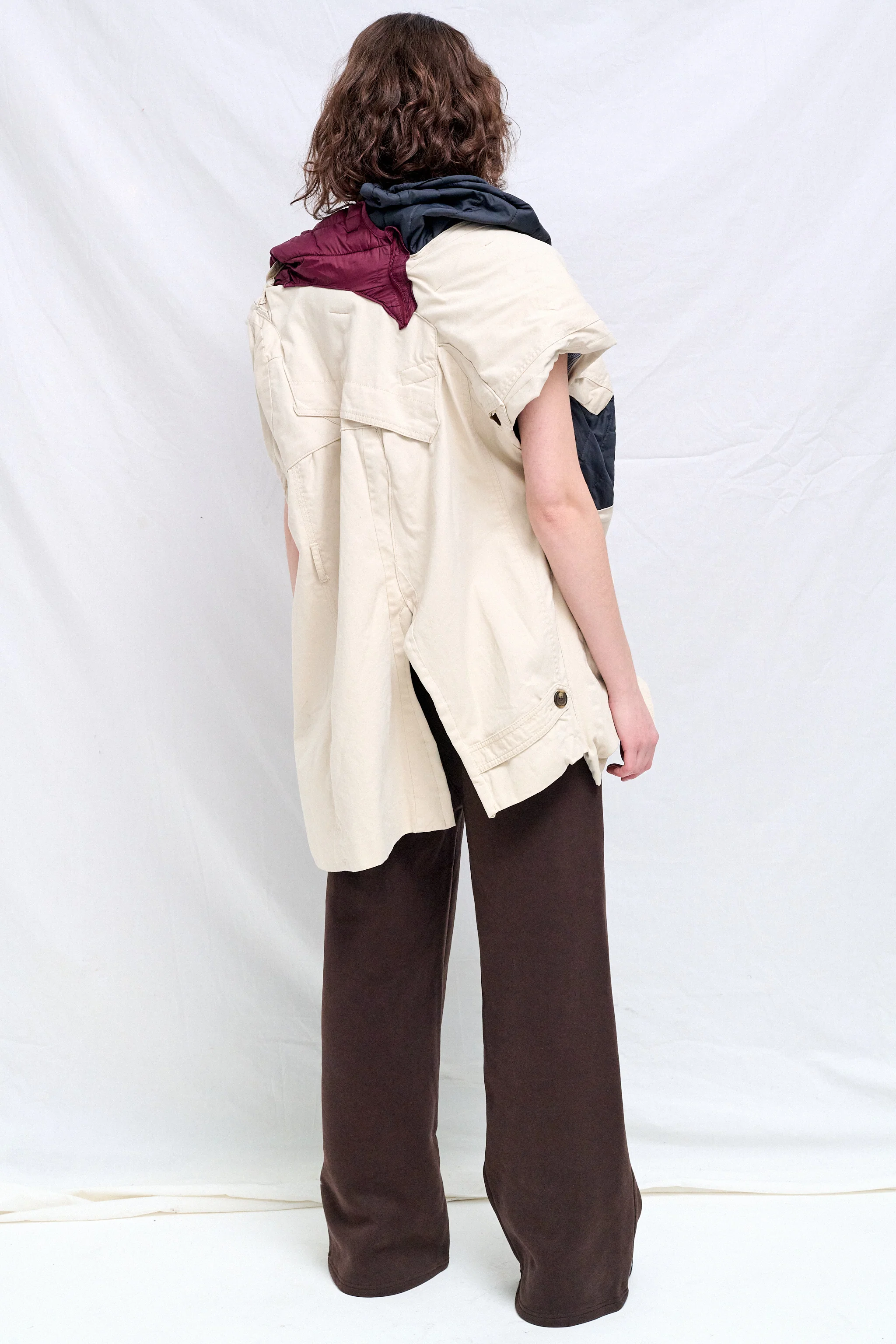 Beige/Navy Blue/Burgundy AMG Draped Trenchcoat - Image 5