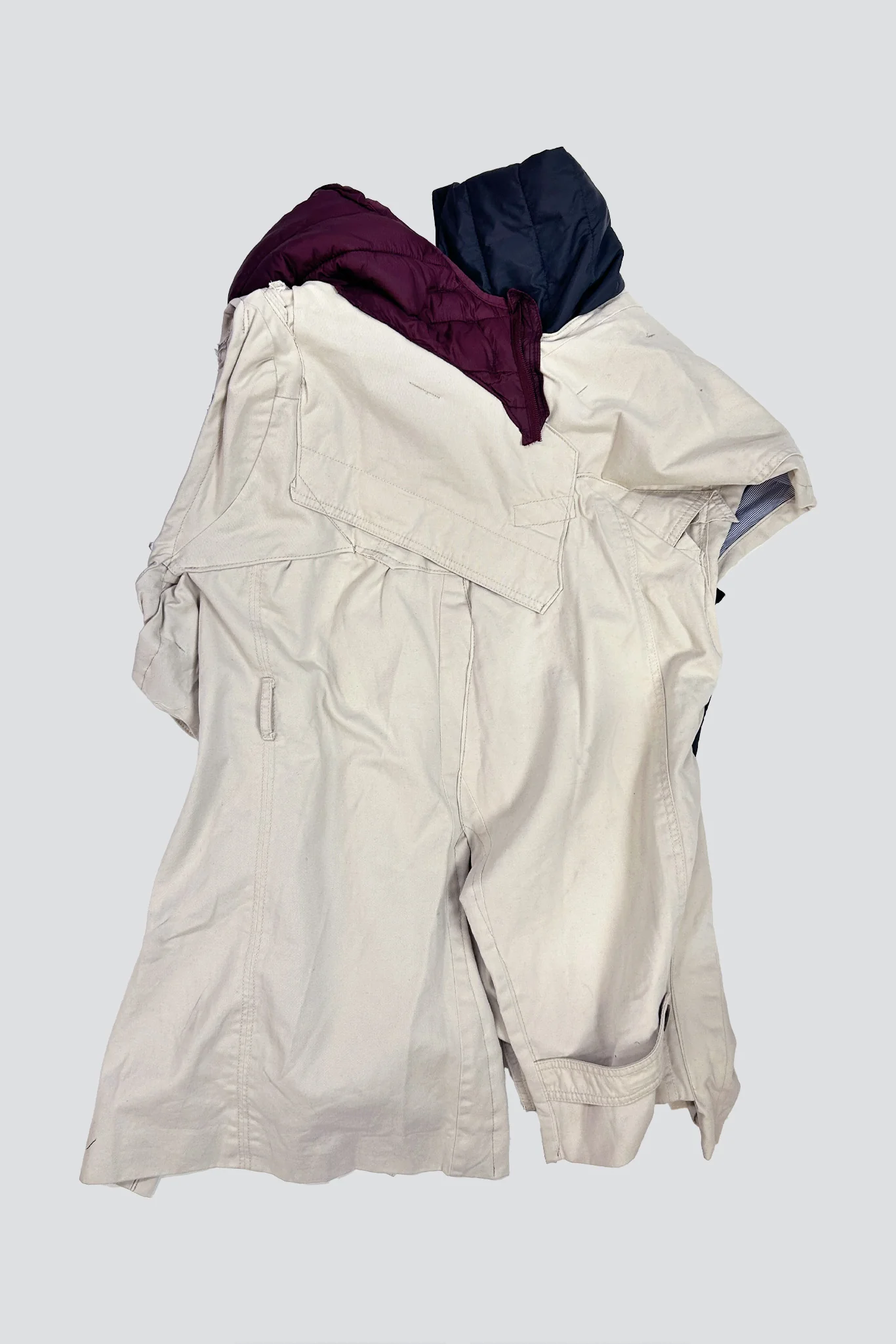 Beige/Navy Blue/Burgundy AMG Draped Trenchcoat - Image 6