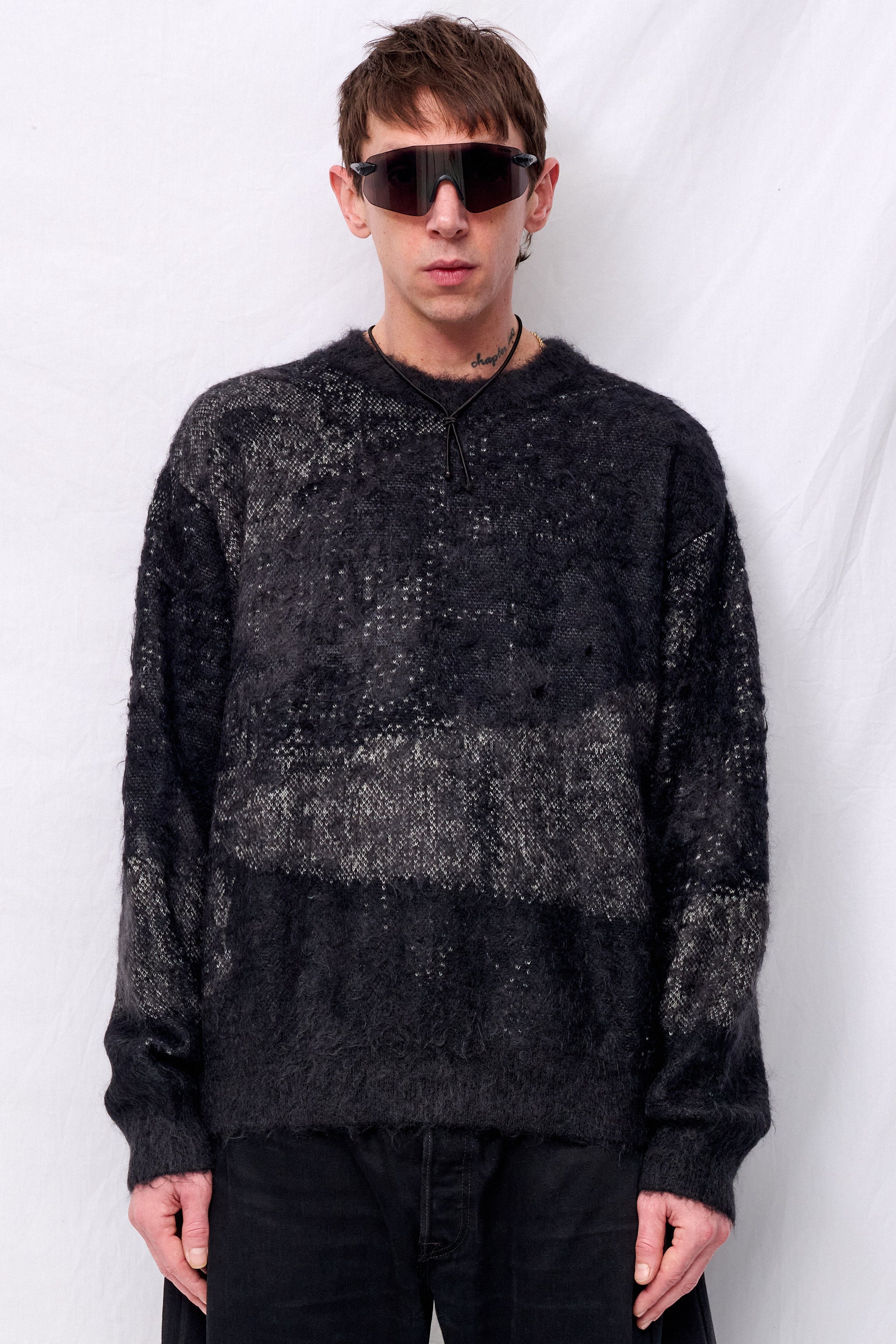 Black Abstract Jacquard Mohair Sweater