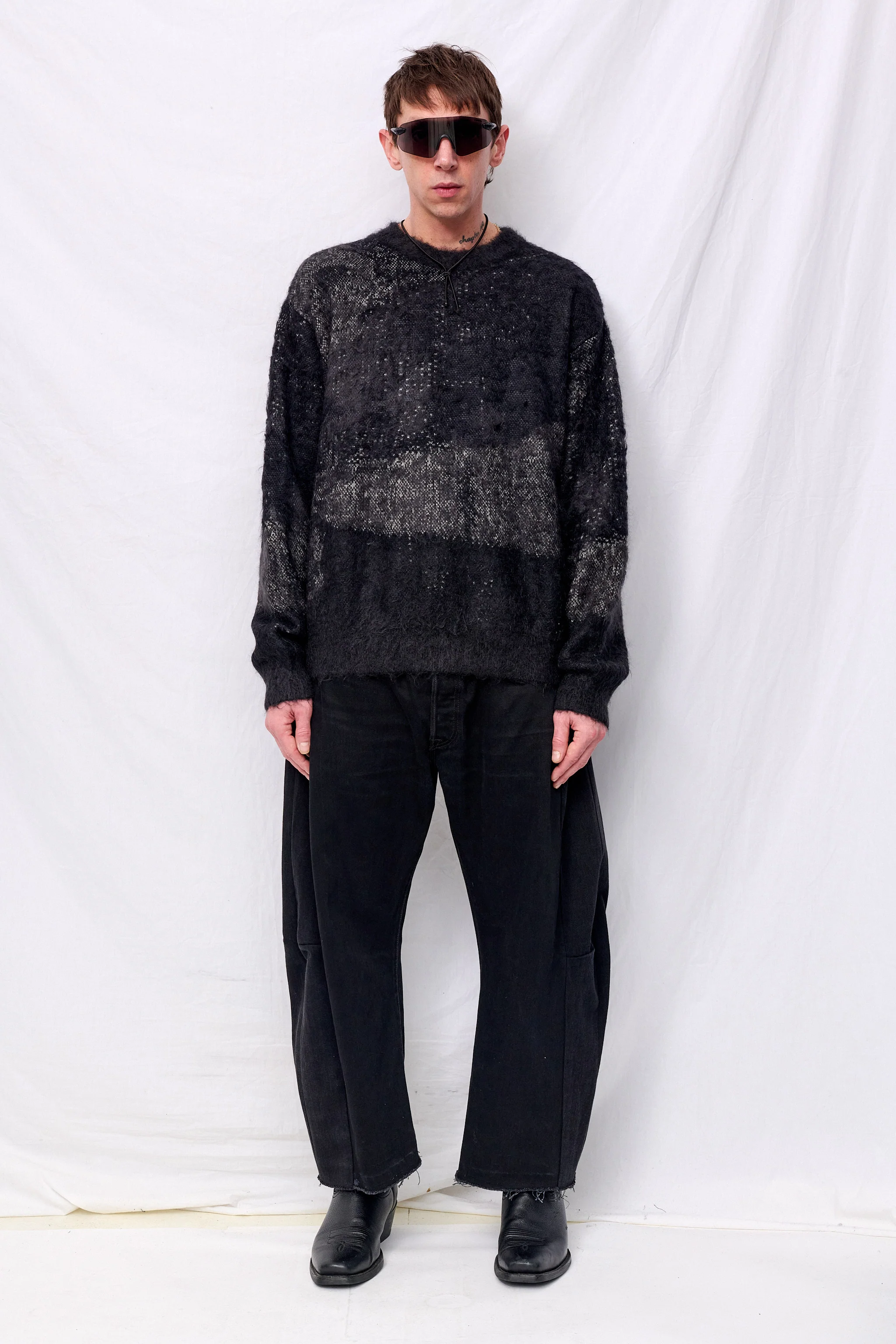 Black Abstract Jacquard Mohair Sweater - Image 3