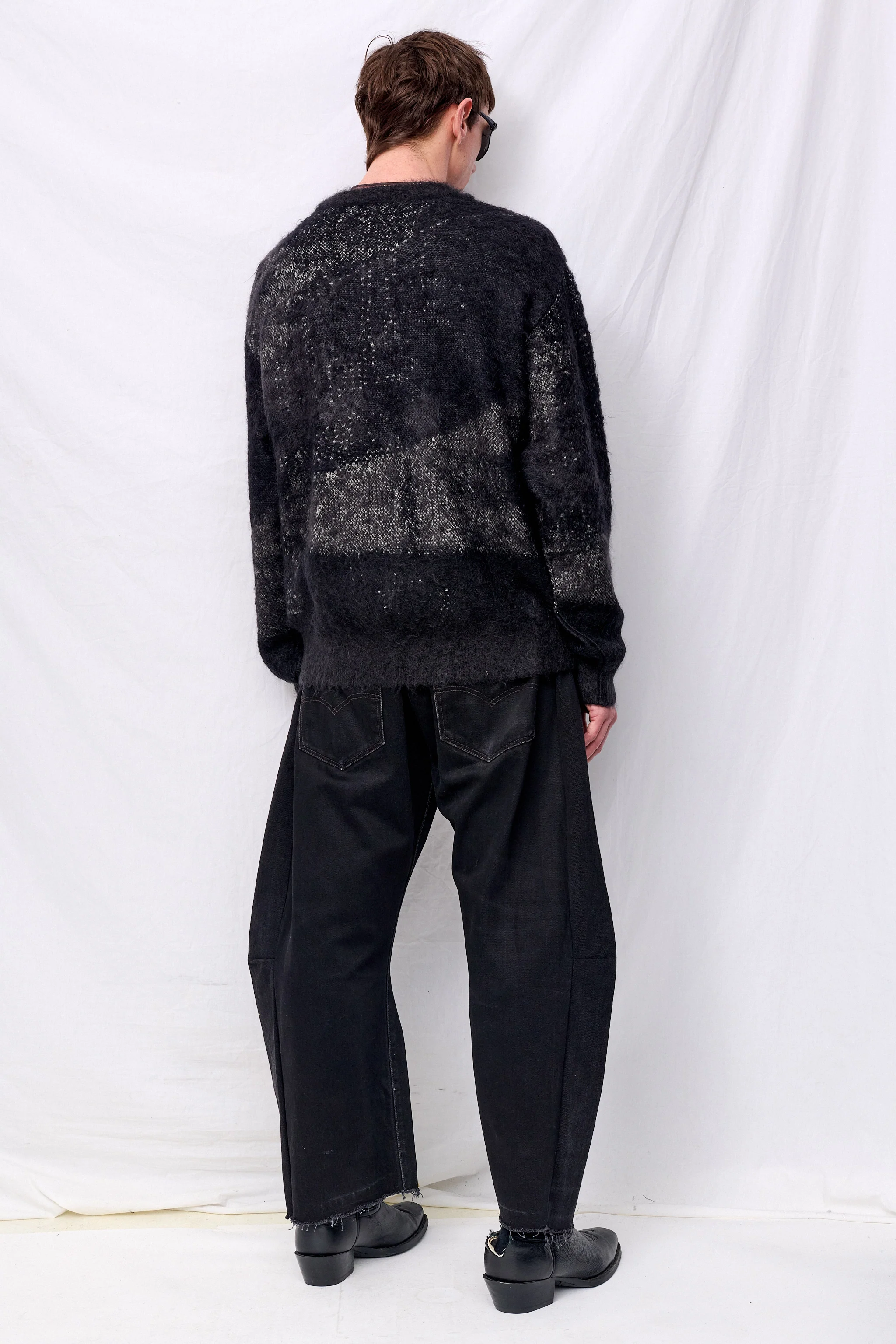 Black Abstract Jacquard Mohair Sweater - Image 5