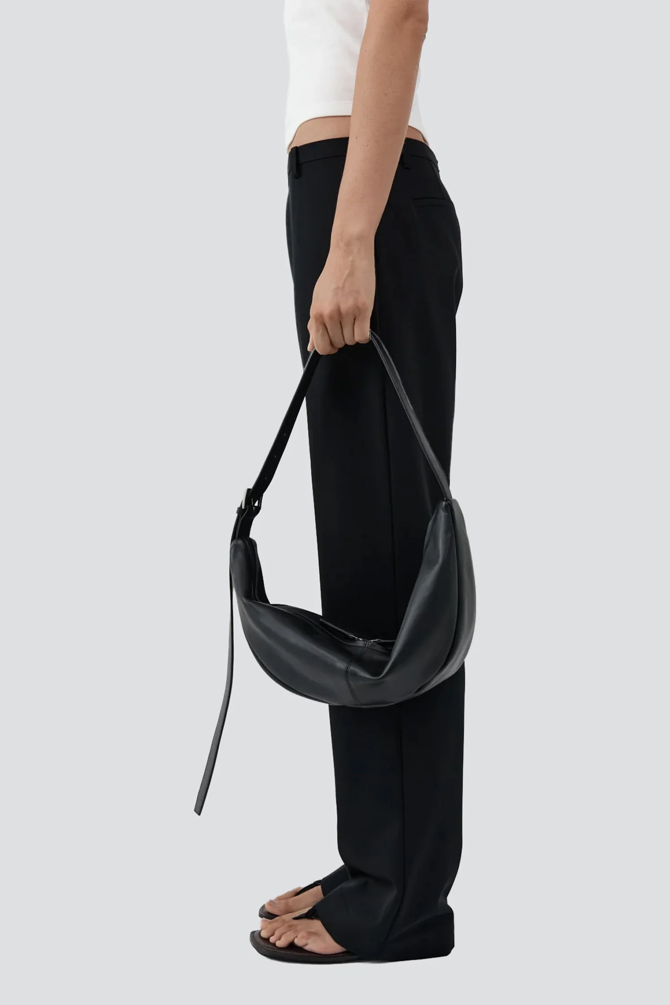 Black Adjustable Slim Crescent Bag - Image 2