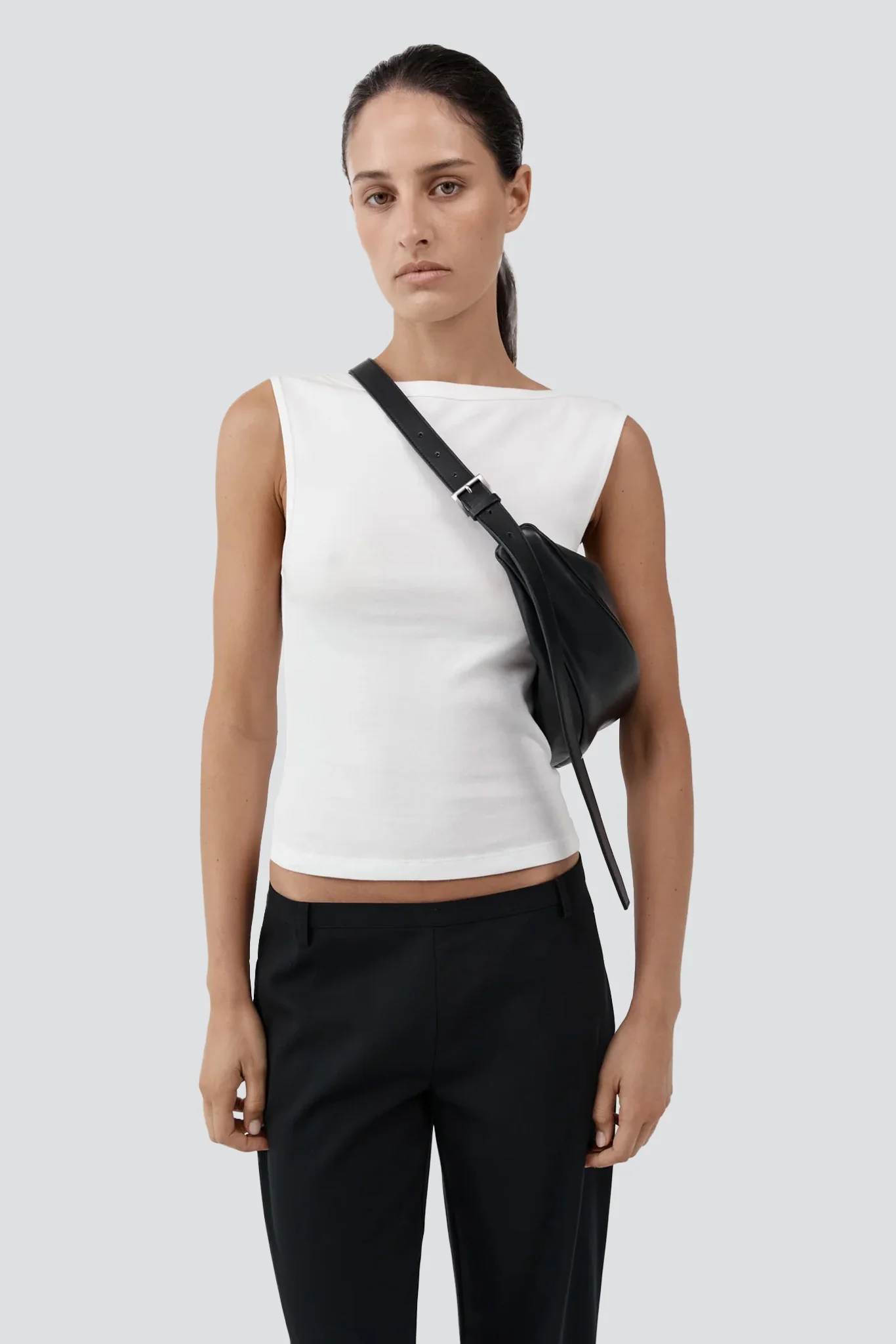 Black Adjustable Slim Crescent Bag - Image 5