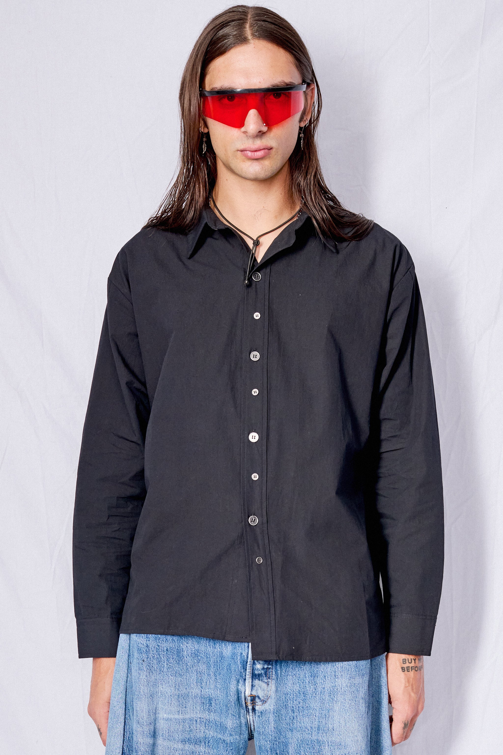 Black Asymmetric Shirt - Image 2
