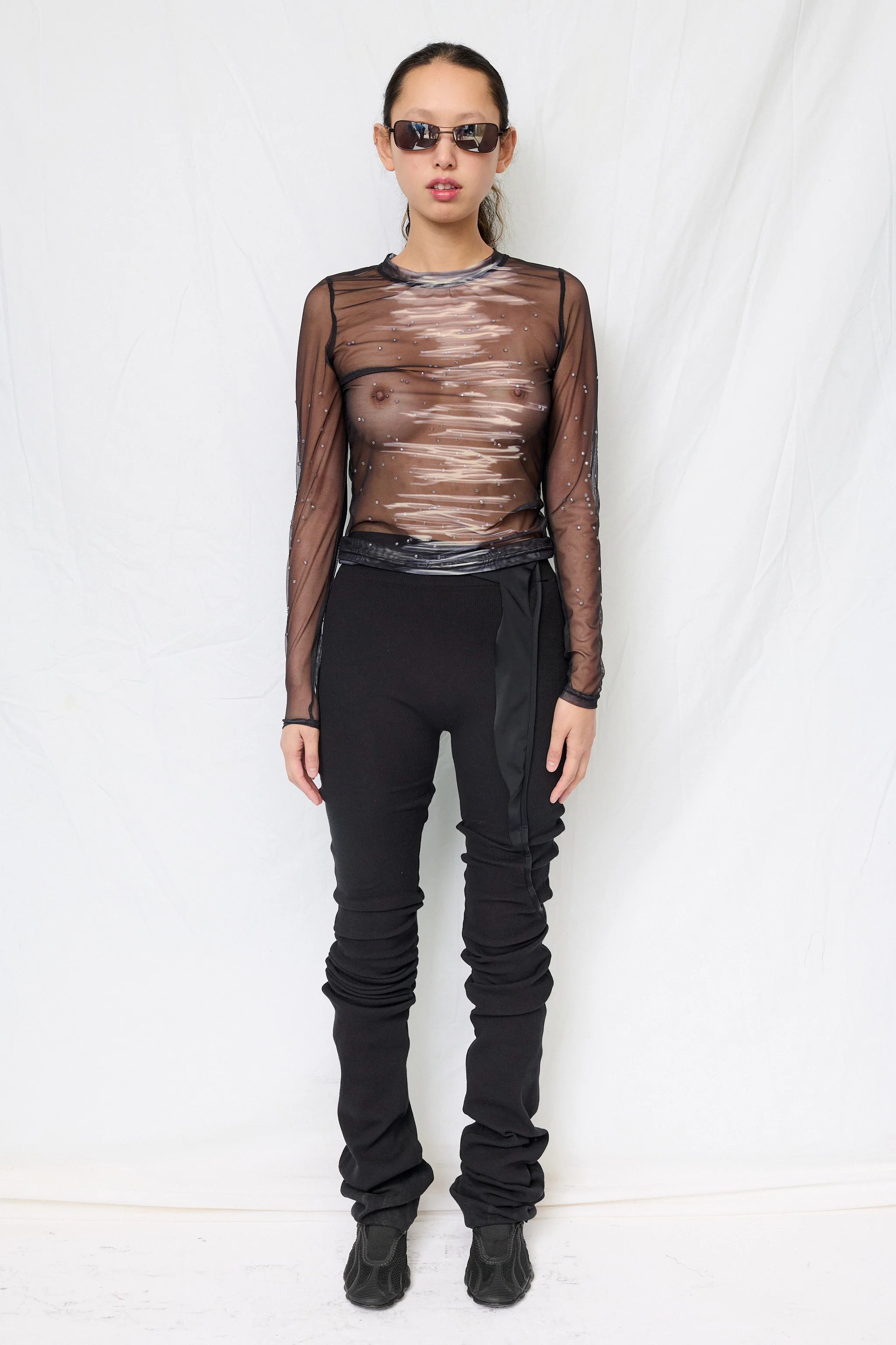 Black Betta Mesh Crewneck Top - Image 2