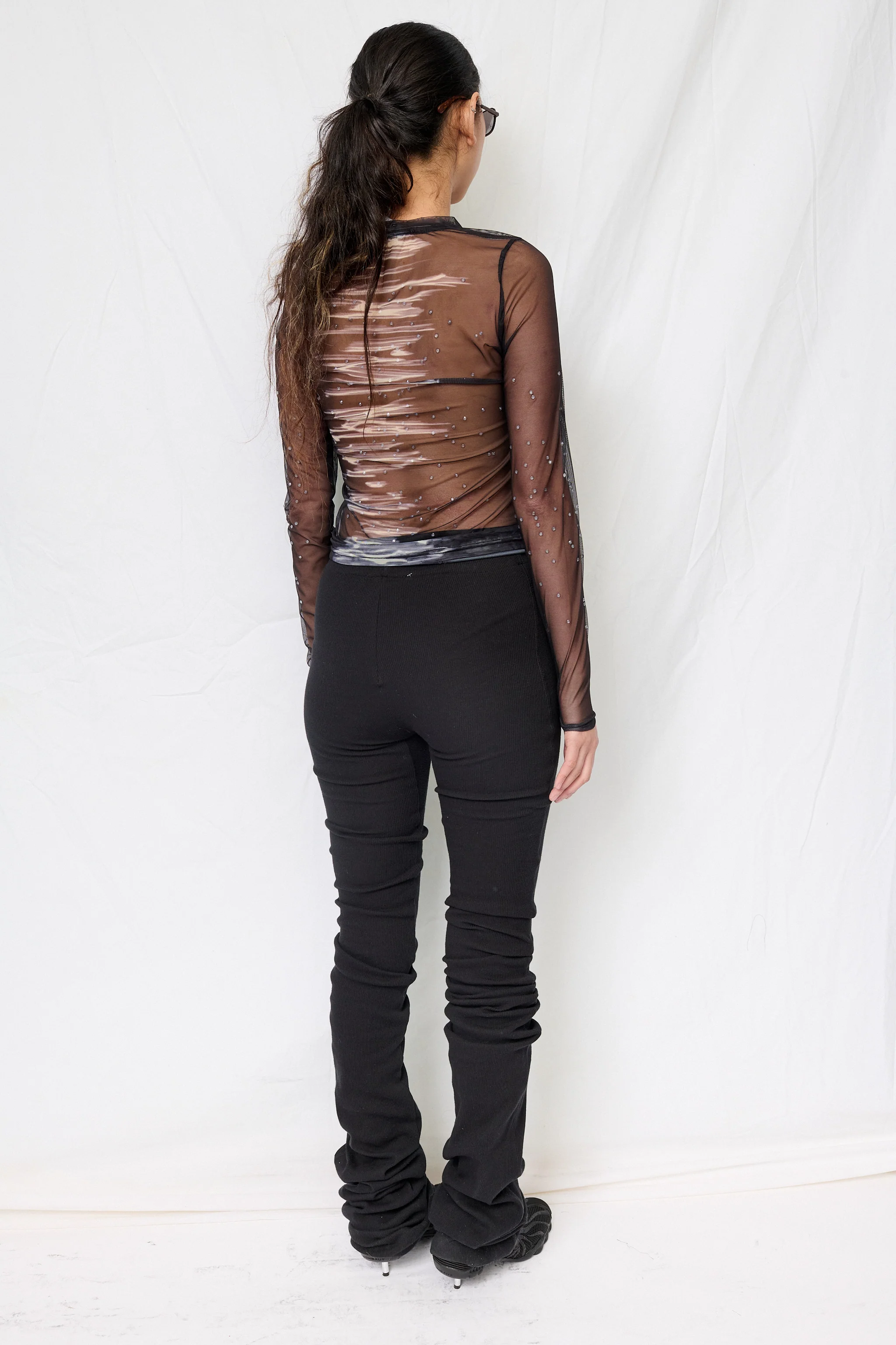 Black Betta Mesh Crewneck Top - Image 4