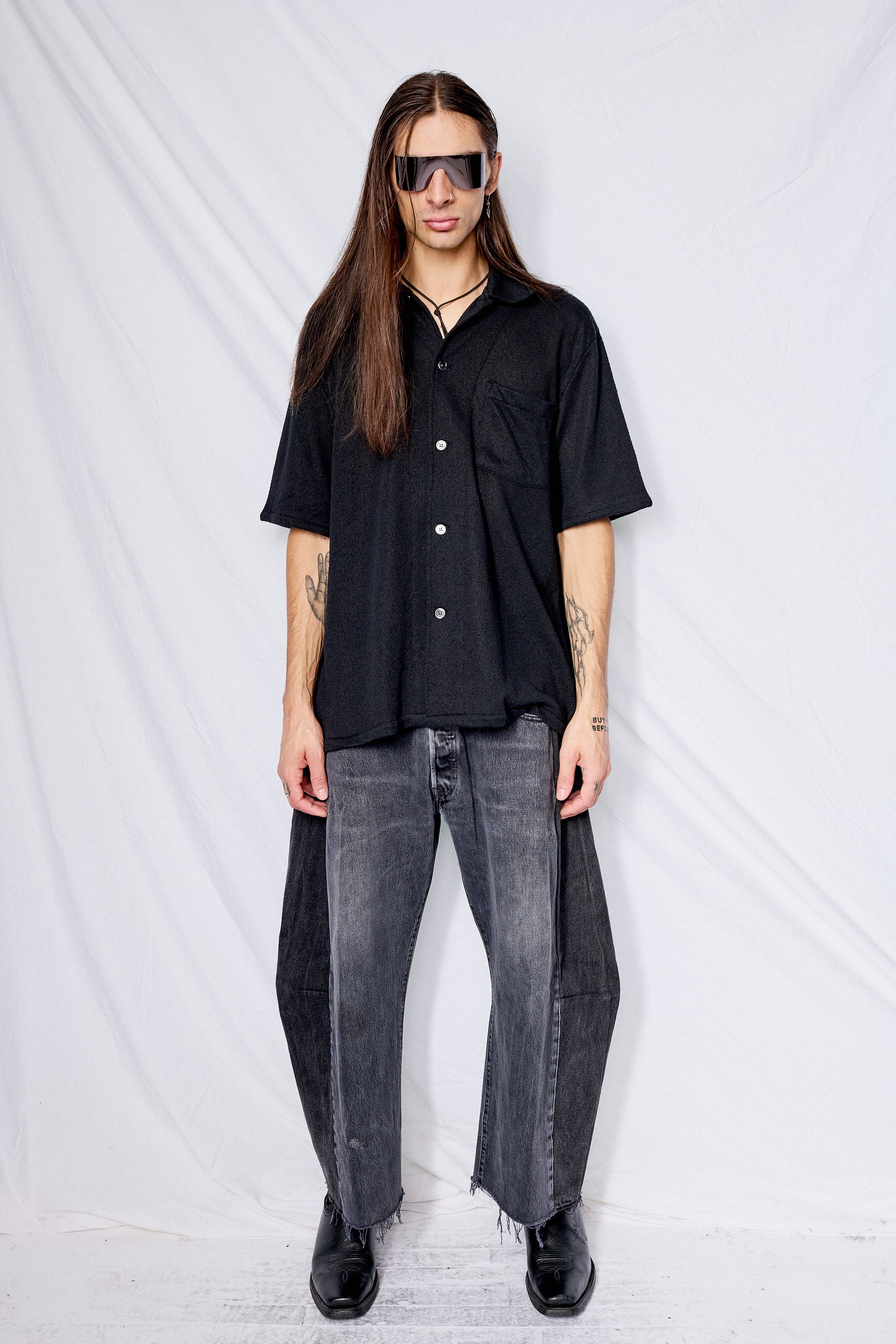 Black Boucle Box Shirt Shortsleeve - Image 4
