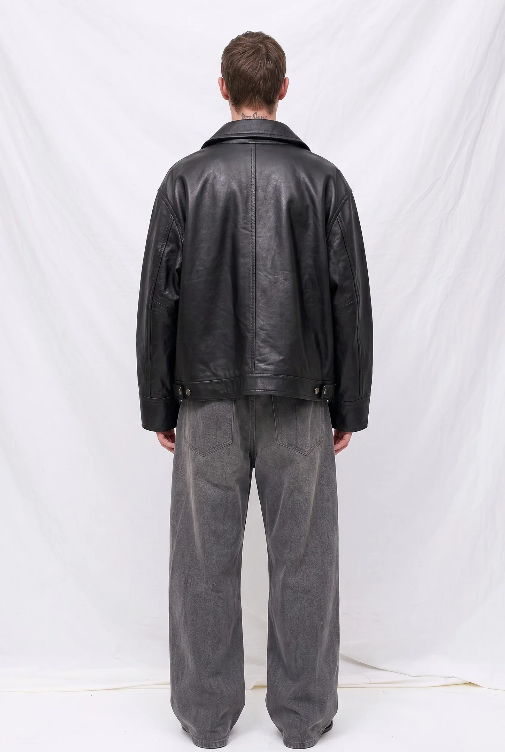 Black Leather Box Jacket - Image 4