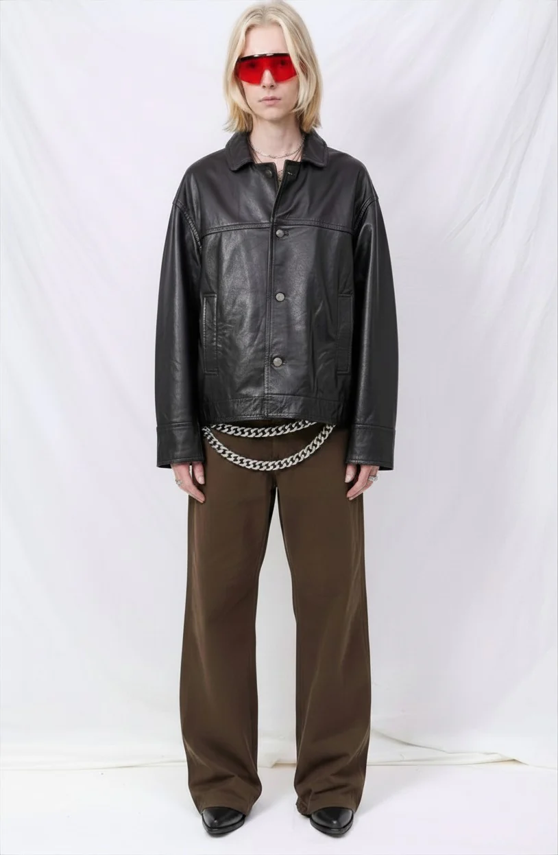 Black Leather Box Jacket - Image 5
