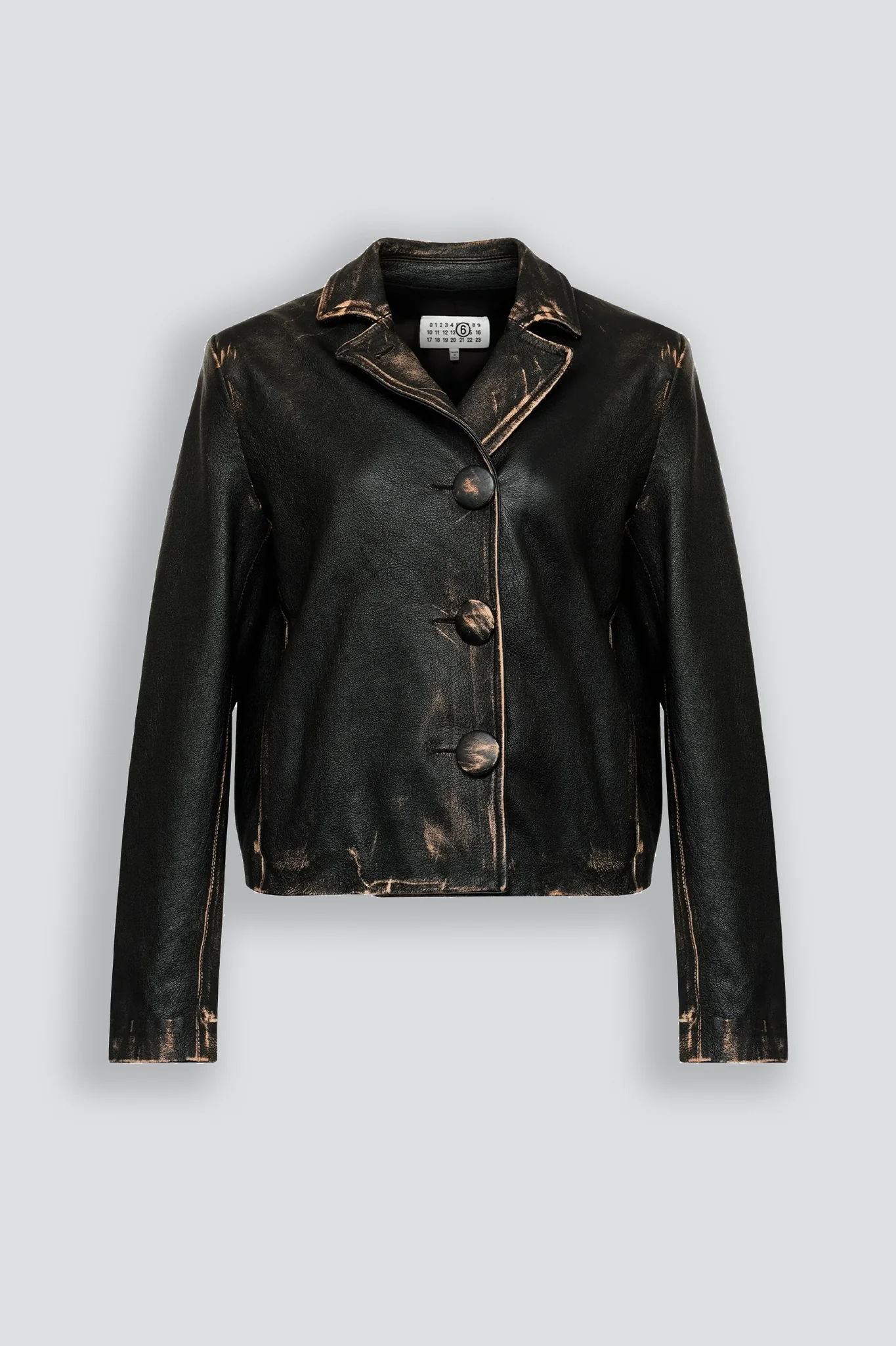 Black Buttoned Leather Jacket