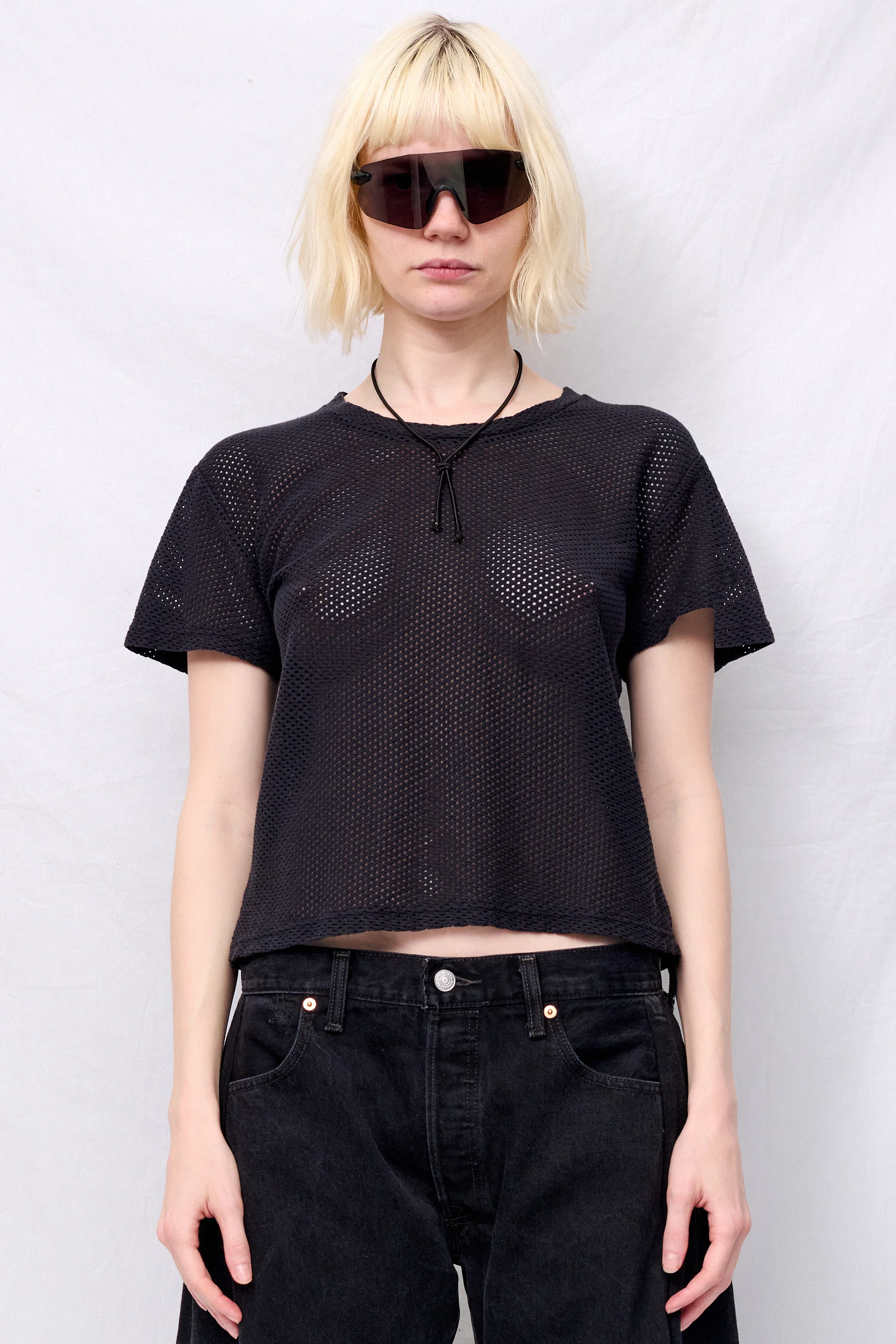 Black Carmen Mesh Cropped Tee - Image 2