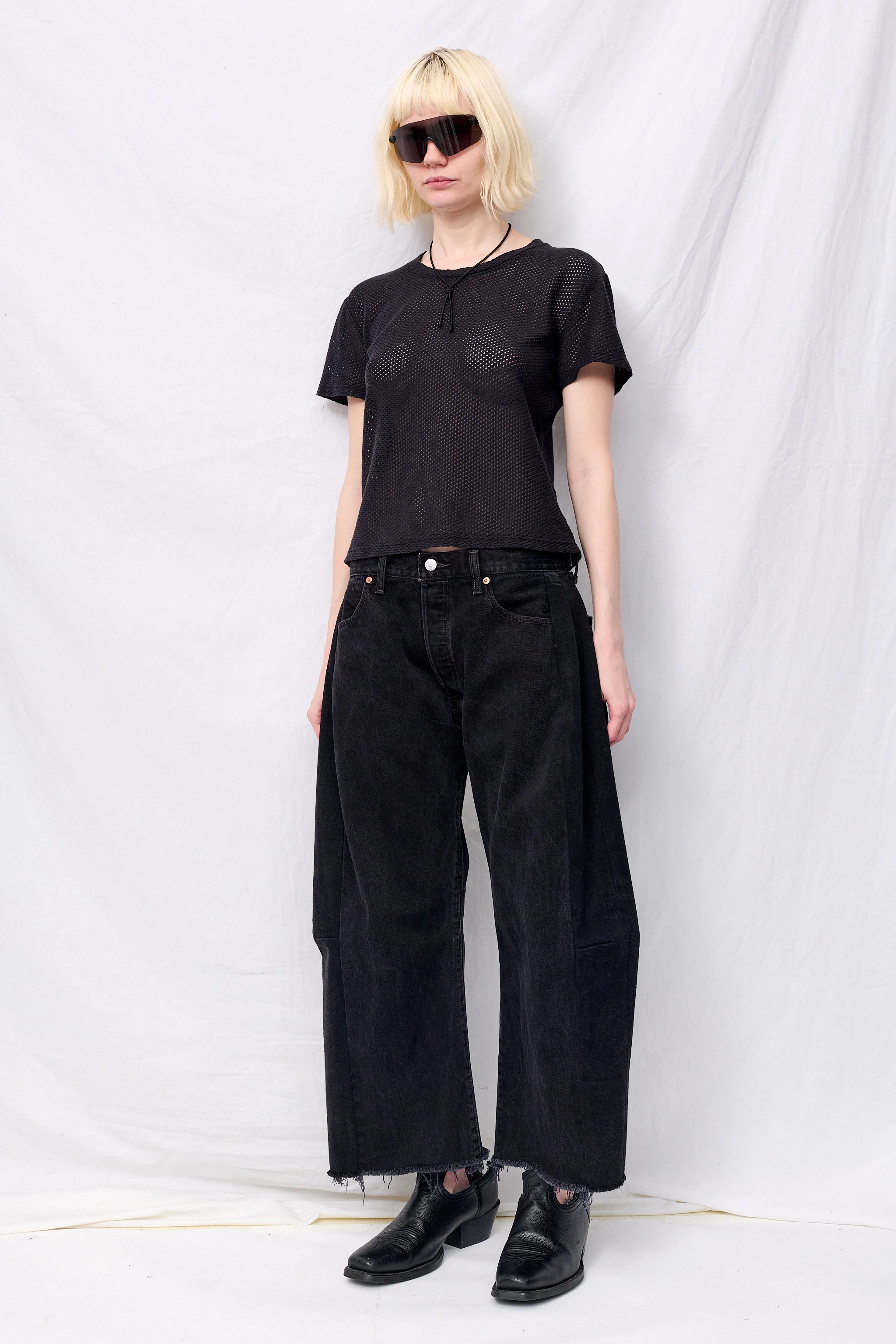 Black Carmen Mesh Cropped Tee - Image 3