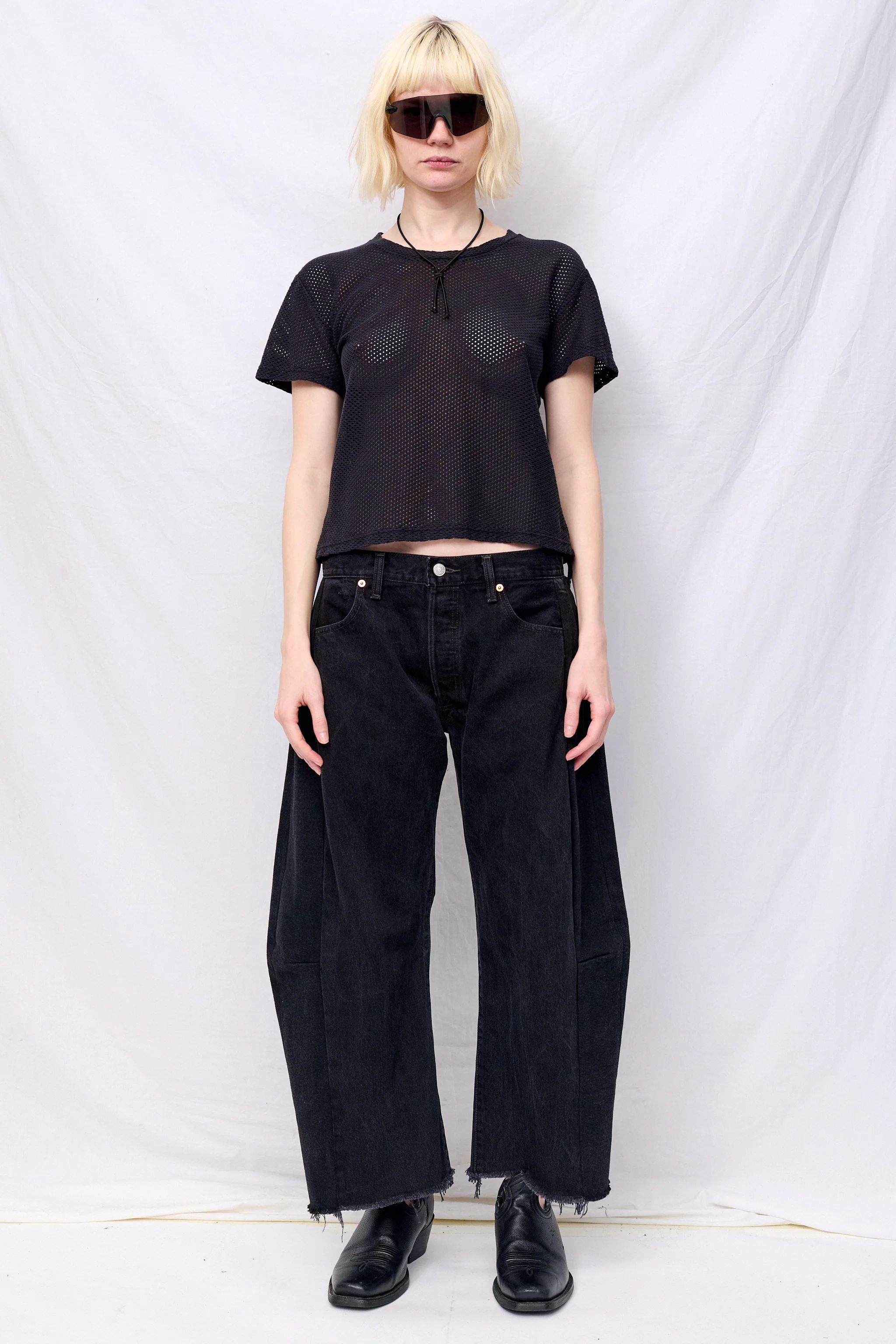 Black Carmen Mesh Cropped Tee - Image 4