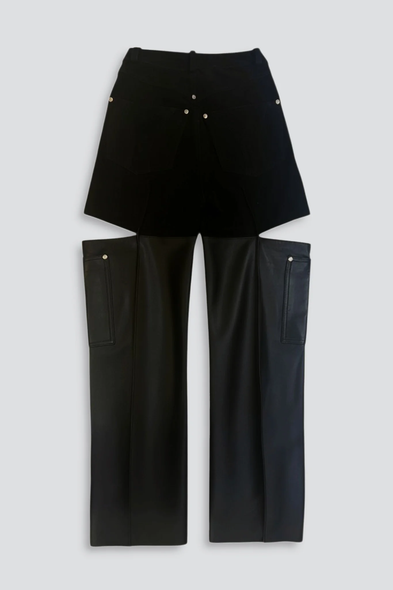 Black Cutout Leather Pants - Image 2