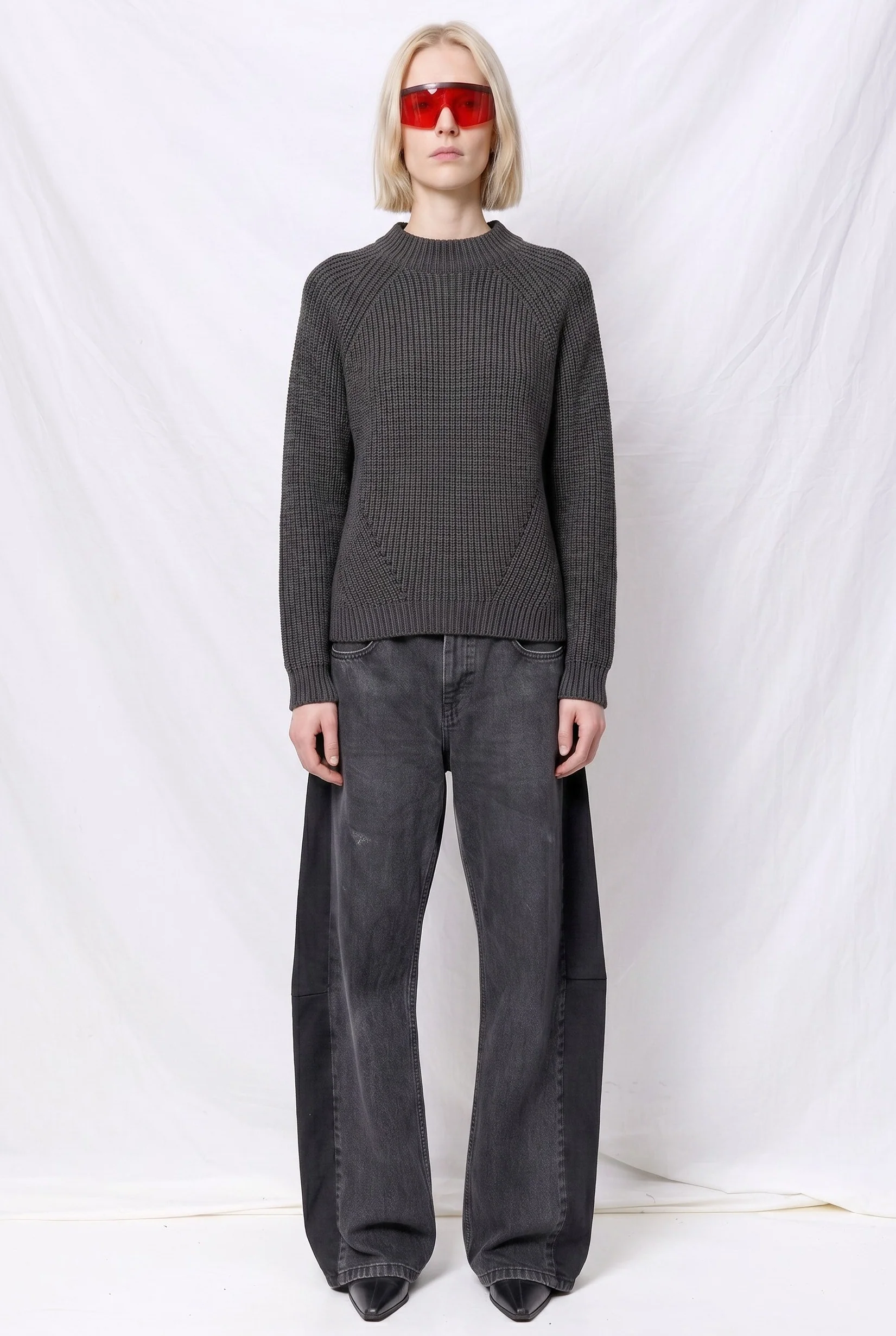 Black Daphne Washed Cotton Sweater - Image 2