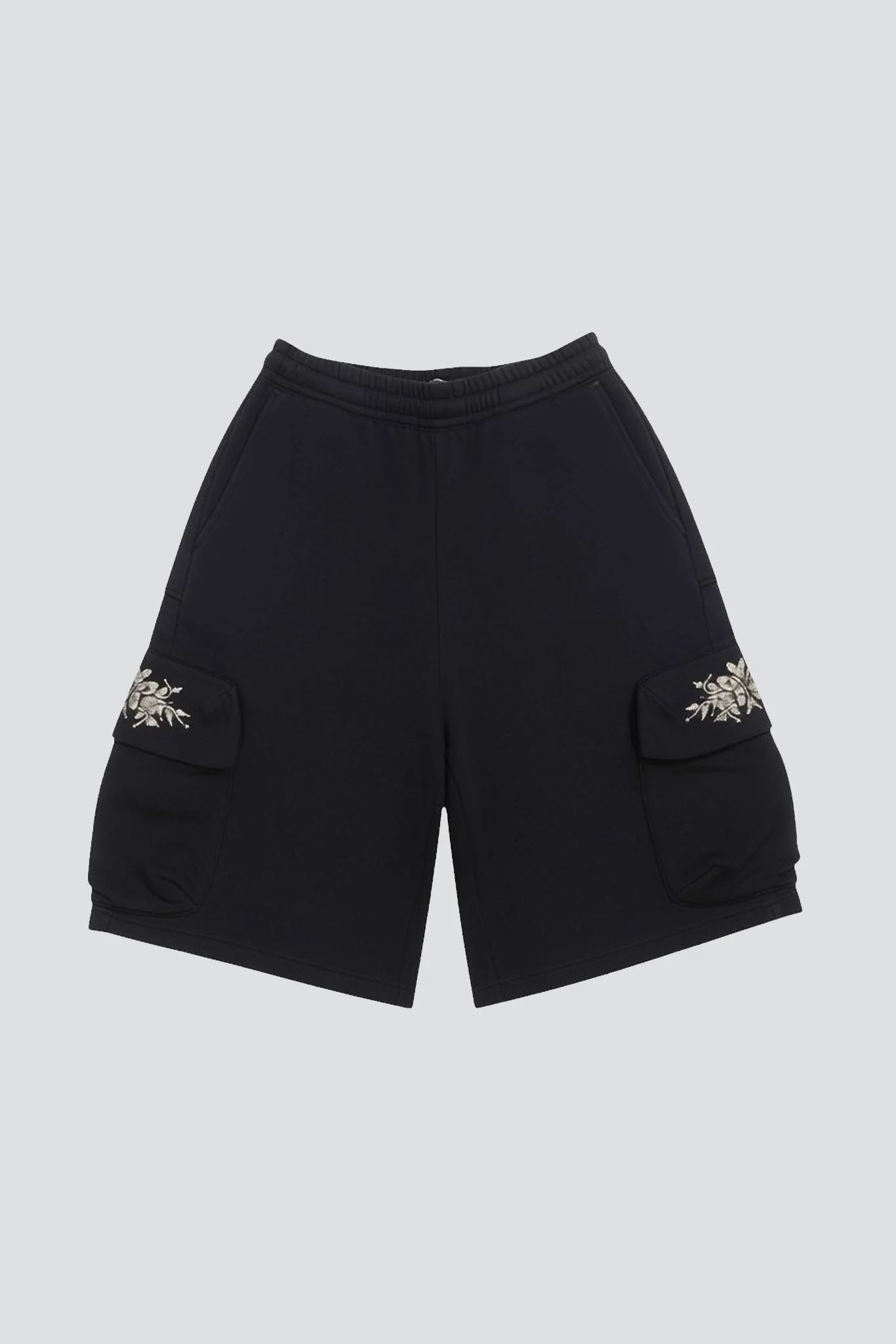Black Rhinestone Cargo Sweatshort