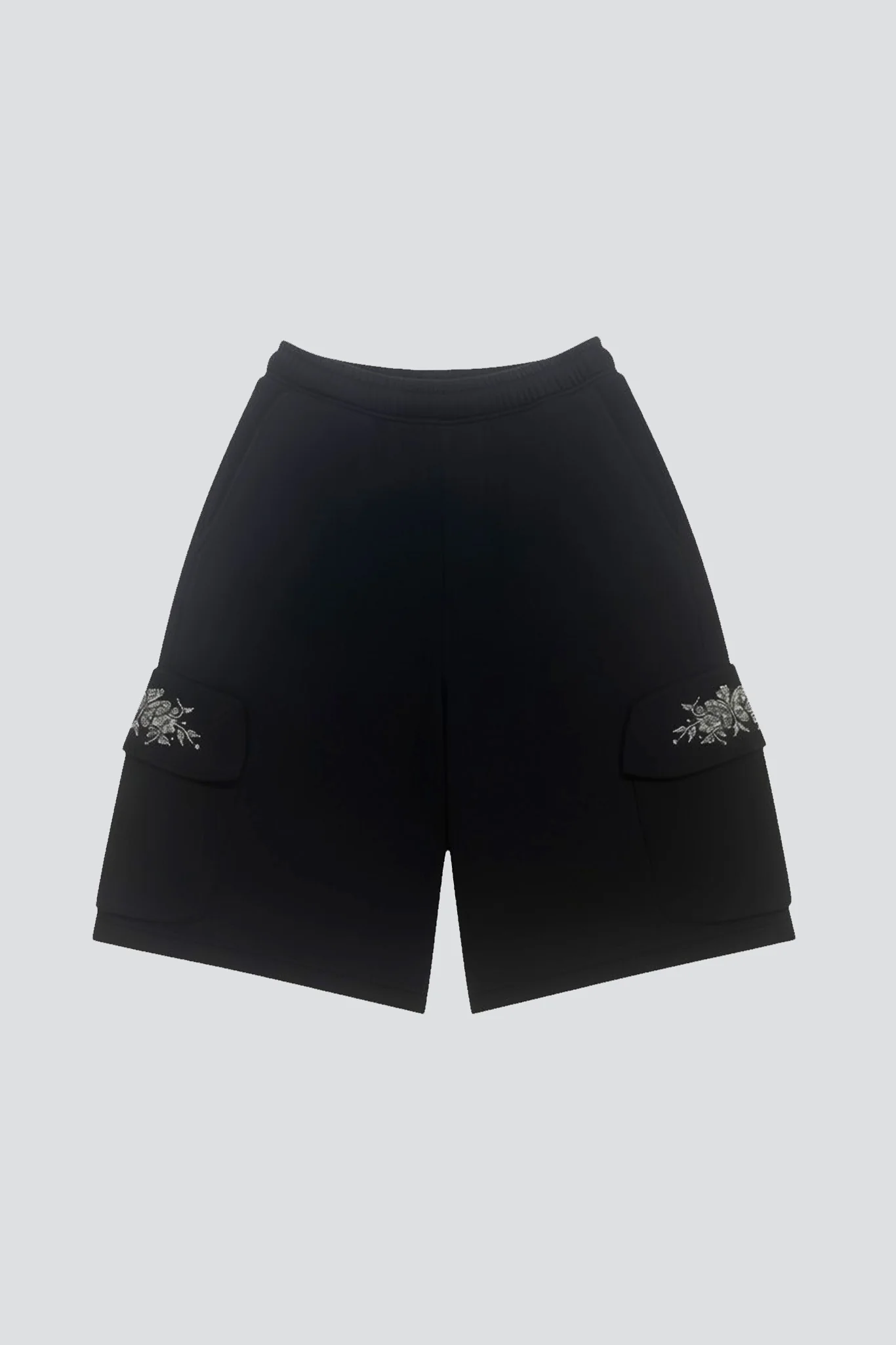 Black Rhinestone Cargo Sweatshort - Image 3