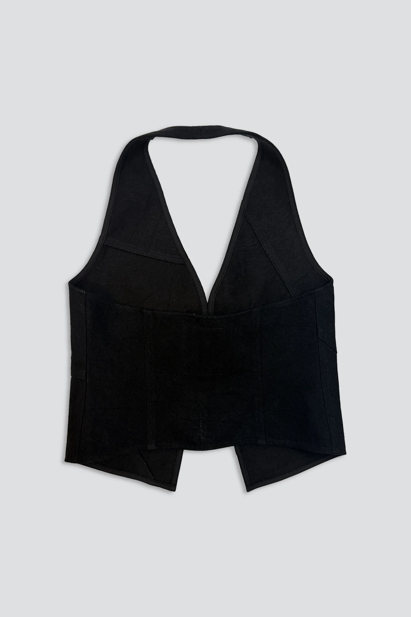 Black Denim Belted Vest - Image 3