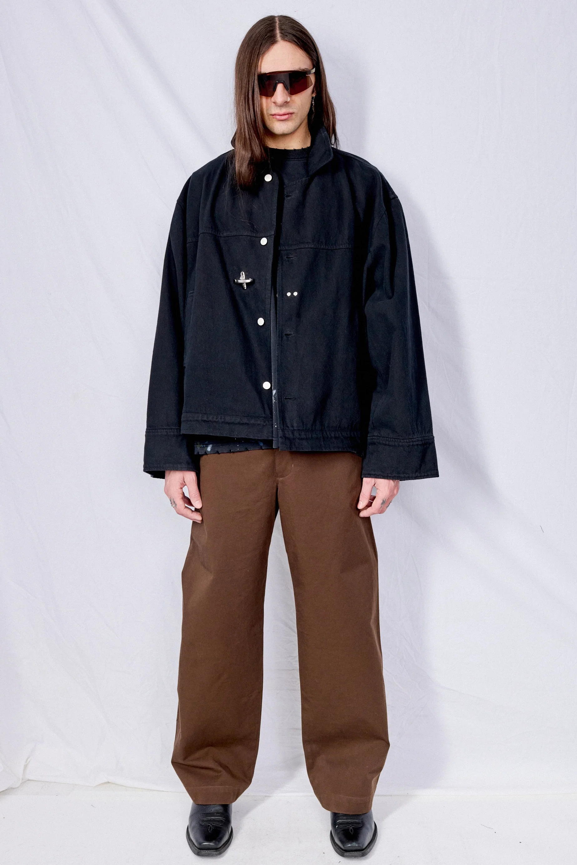 Black Denim Fireman Box Jacket - Image 3