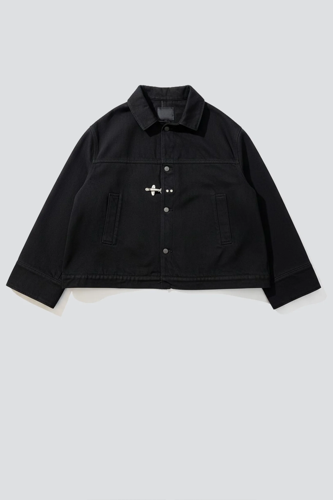 Black Denim Fireman Box Jacket - Image 4