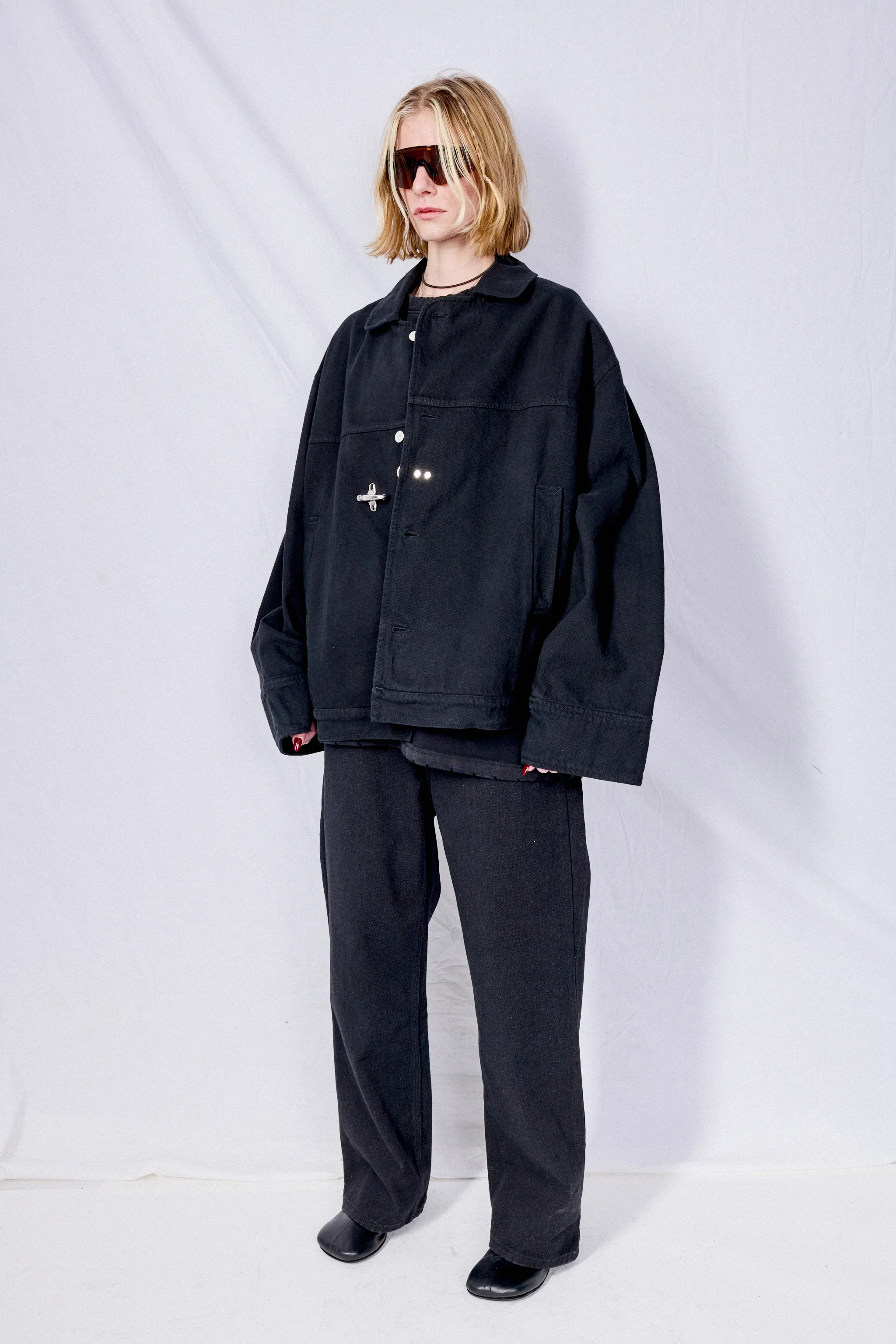 Black Denim Fireman Box Jacket - Image 7