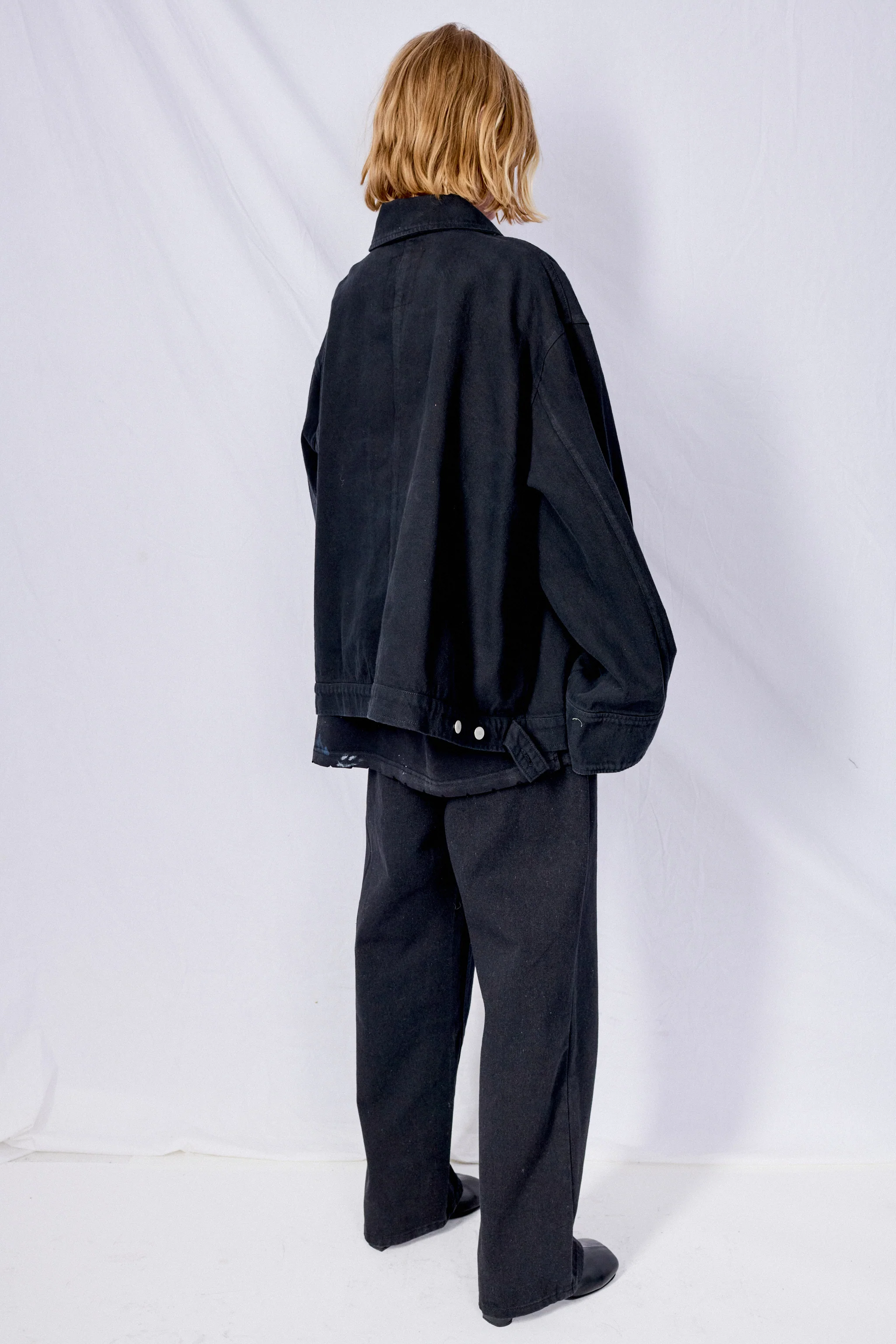 Black Denim Fireman Box Jacket - Image 9