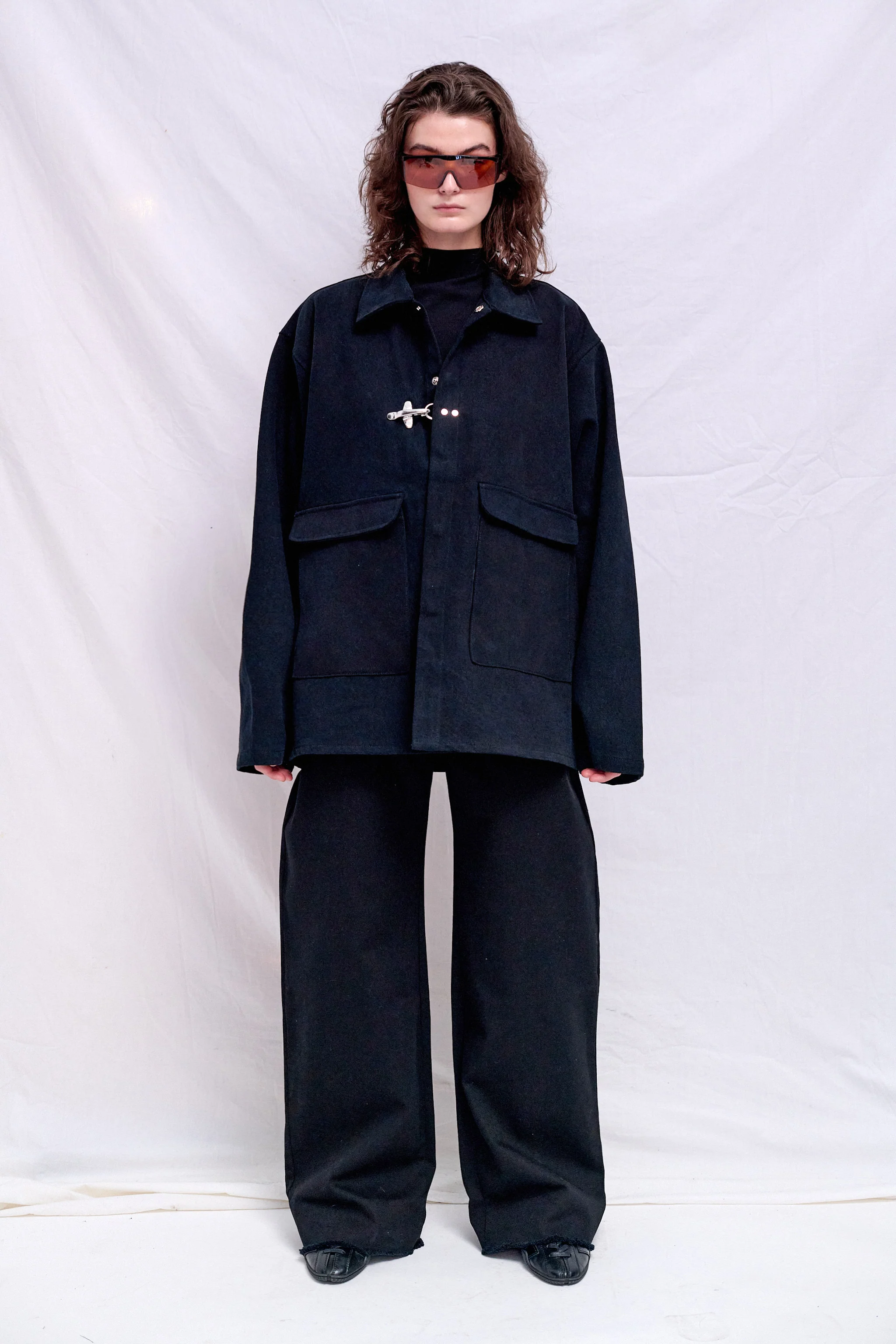 Black Denim Fireman Utility Jacket - Image 3