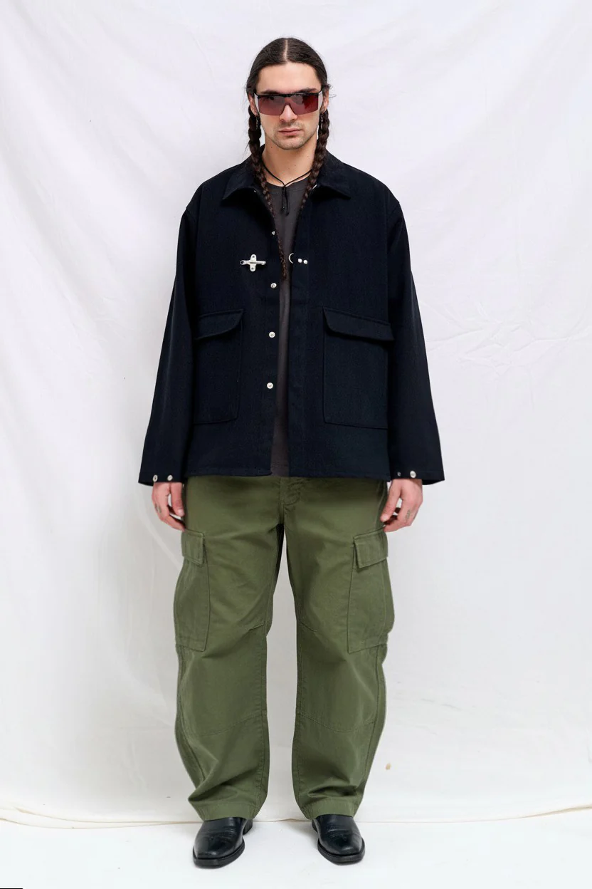 Black Denim Fireman Utility Jacket - Image 4