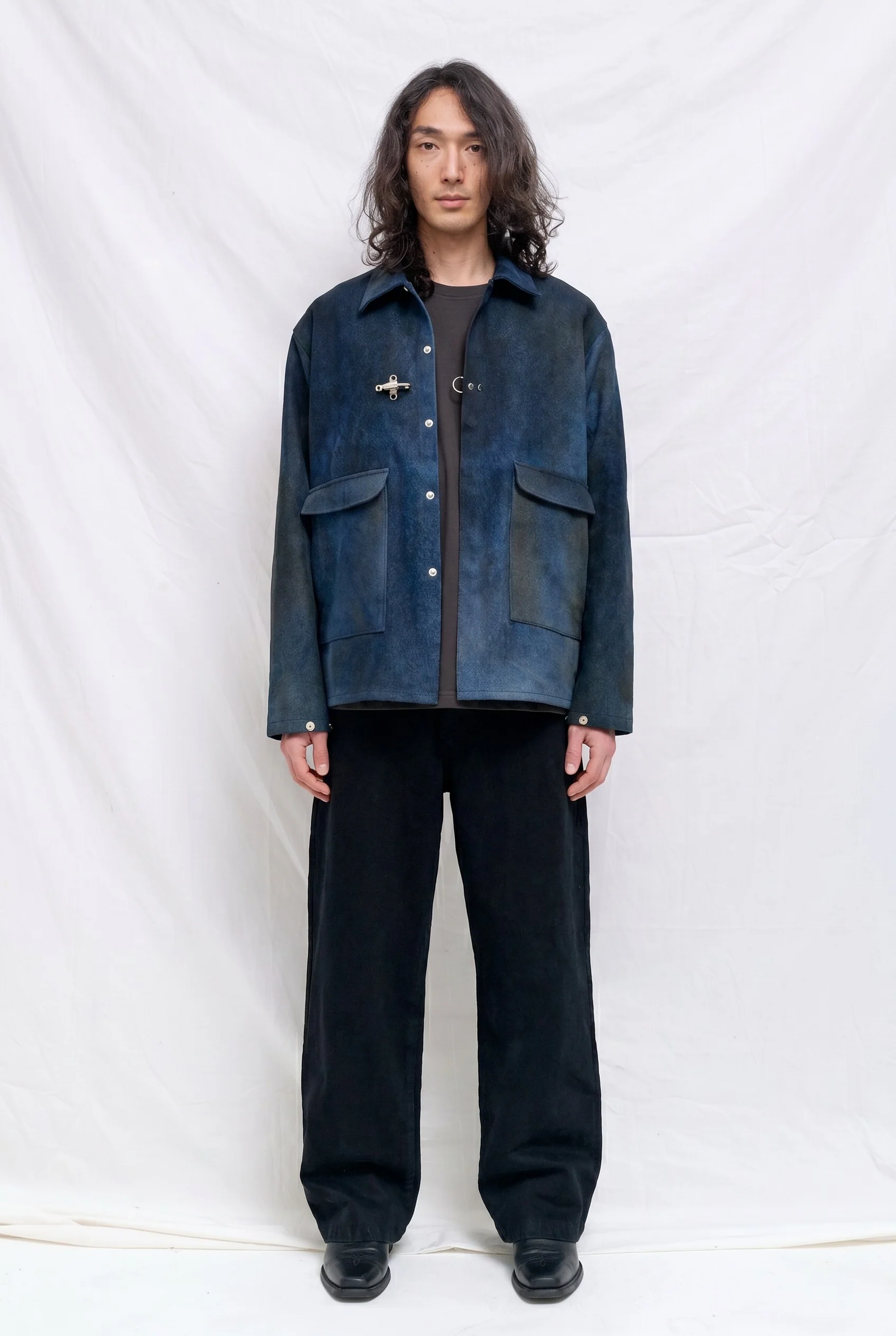 Dirty Indigo Denim Fireman Utility Jacket - Image 3