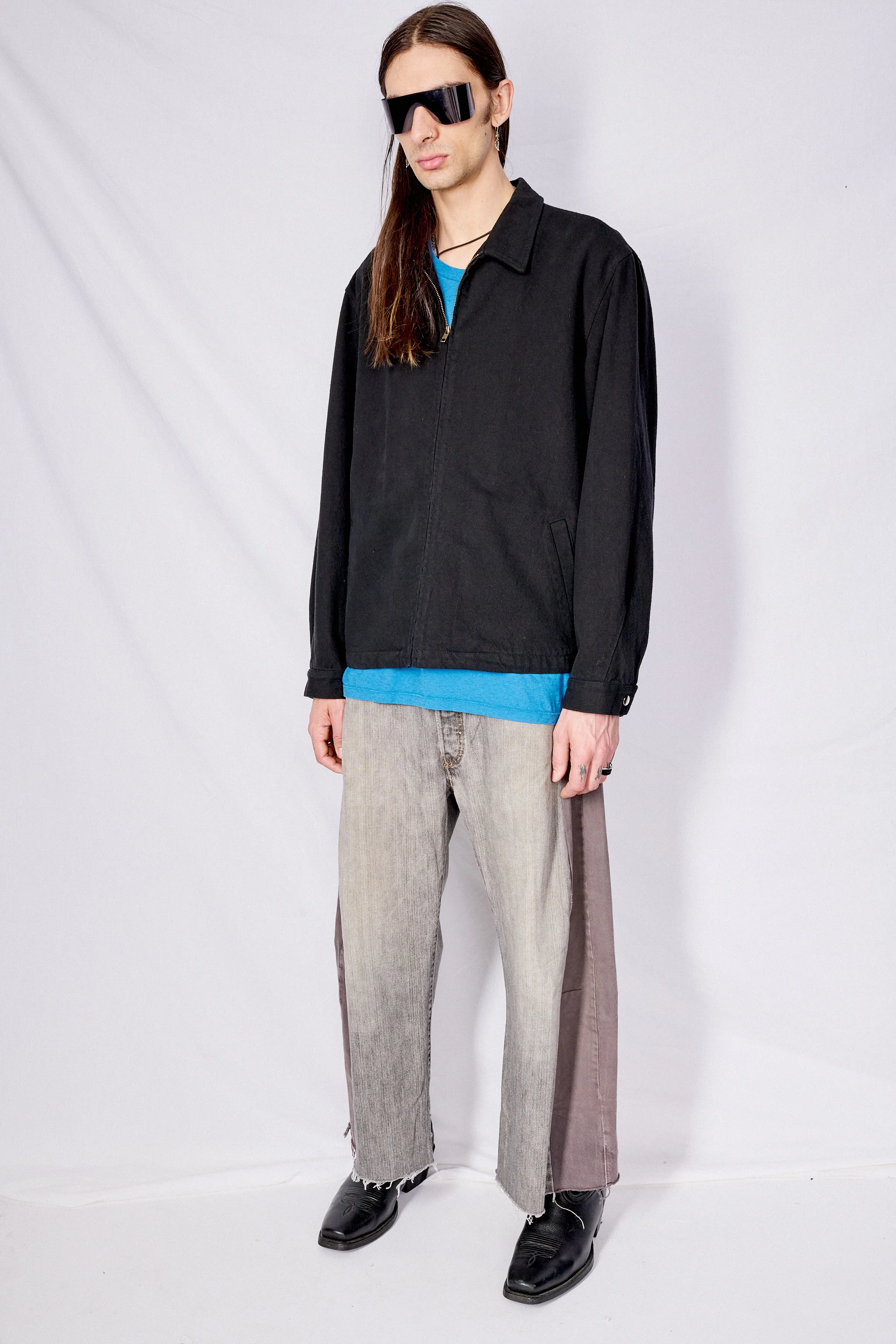 Black Denim Zip Jacket - Image 4
