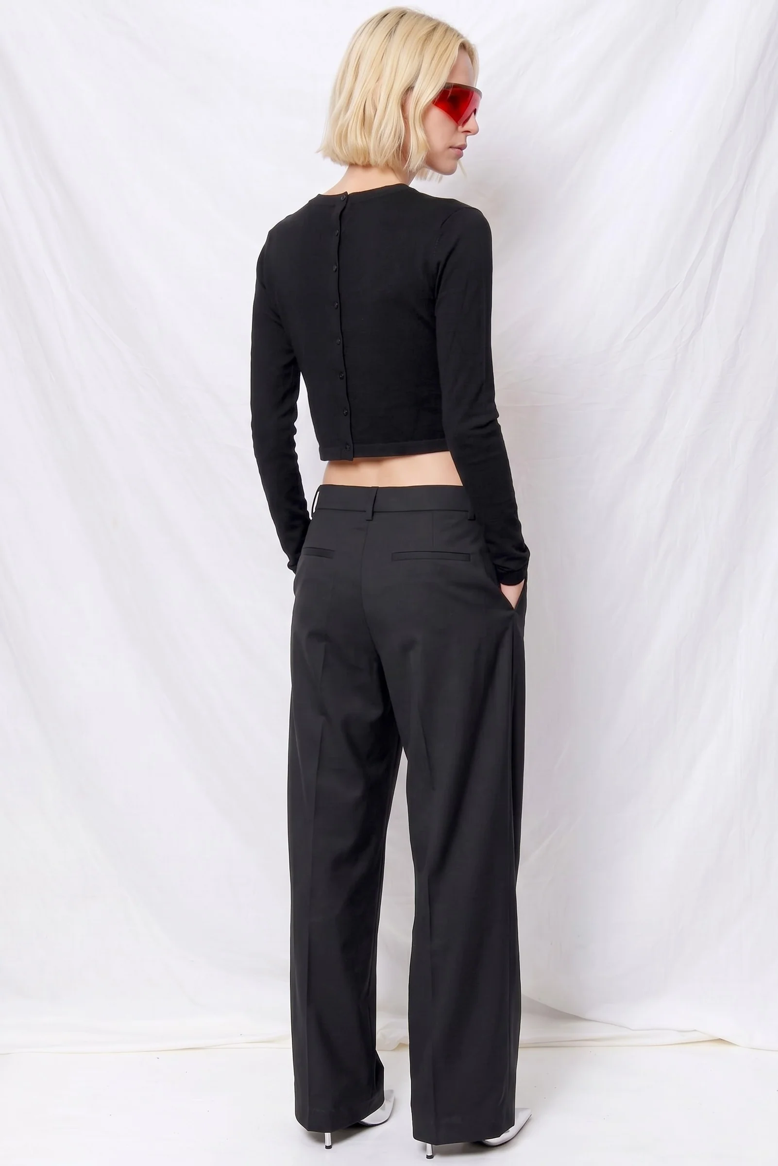 Black Double Crop Top - Image 3