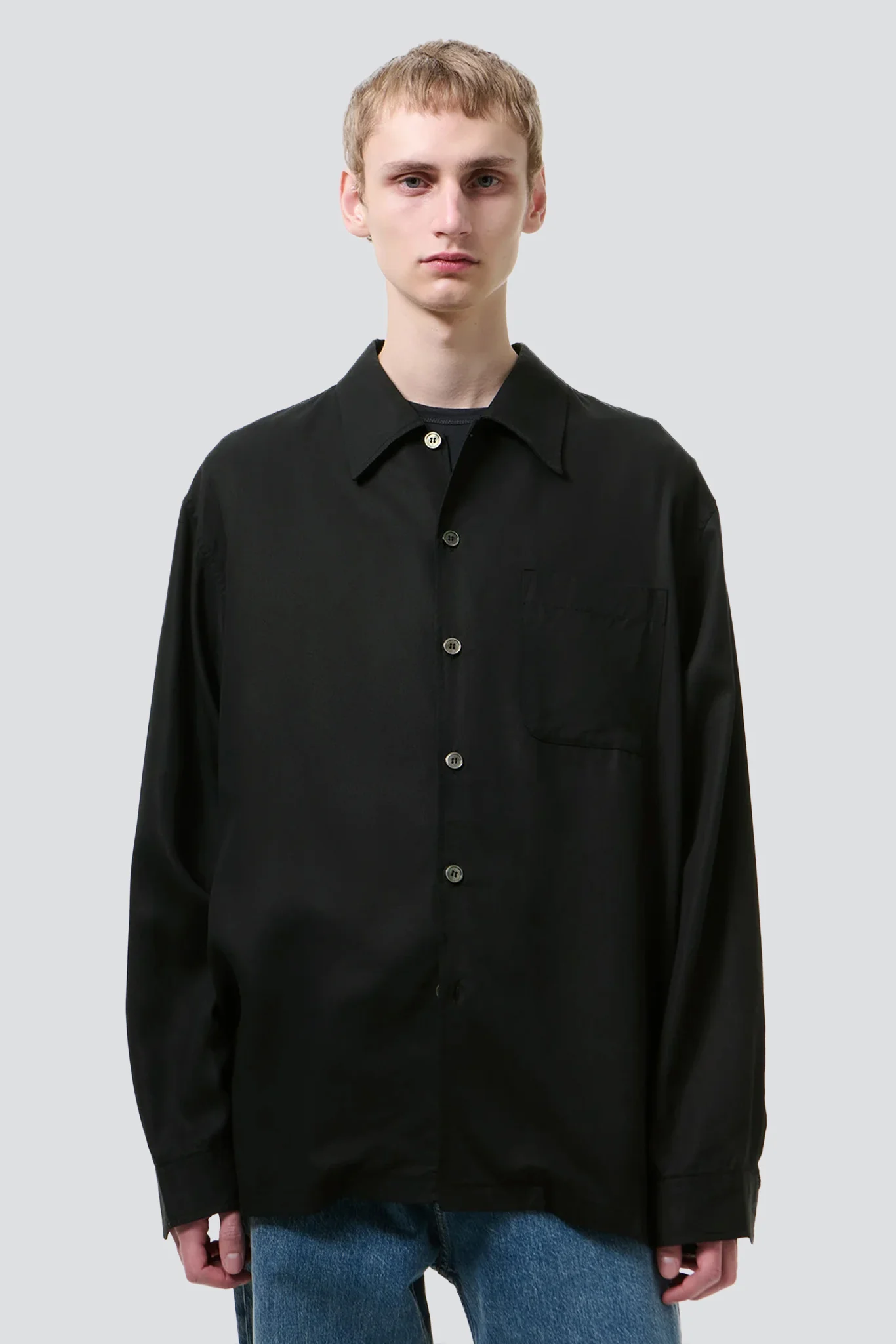 Black Draping Lyocell Every Shirt - Image 2