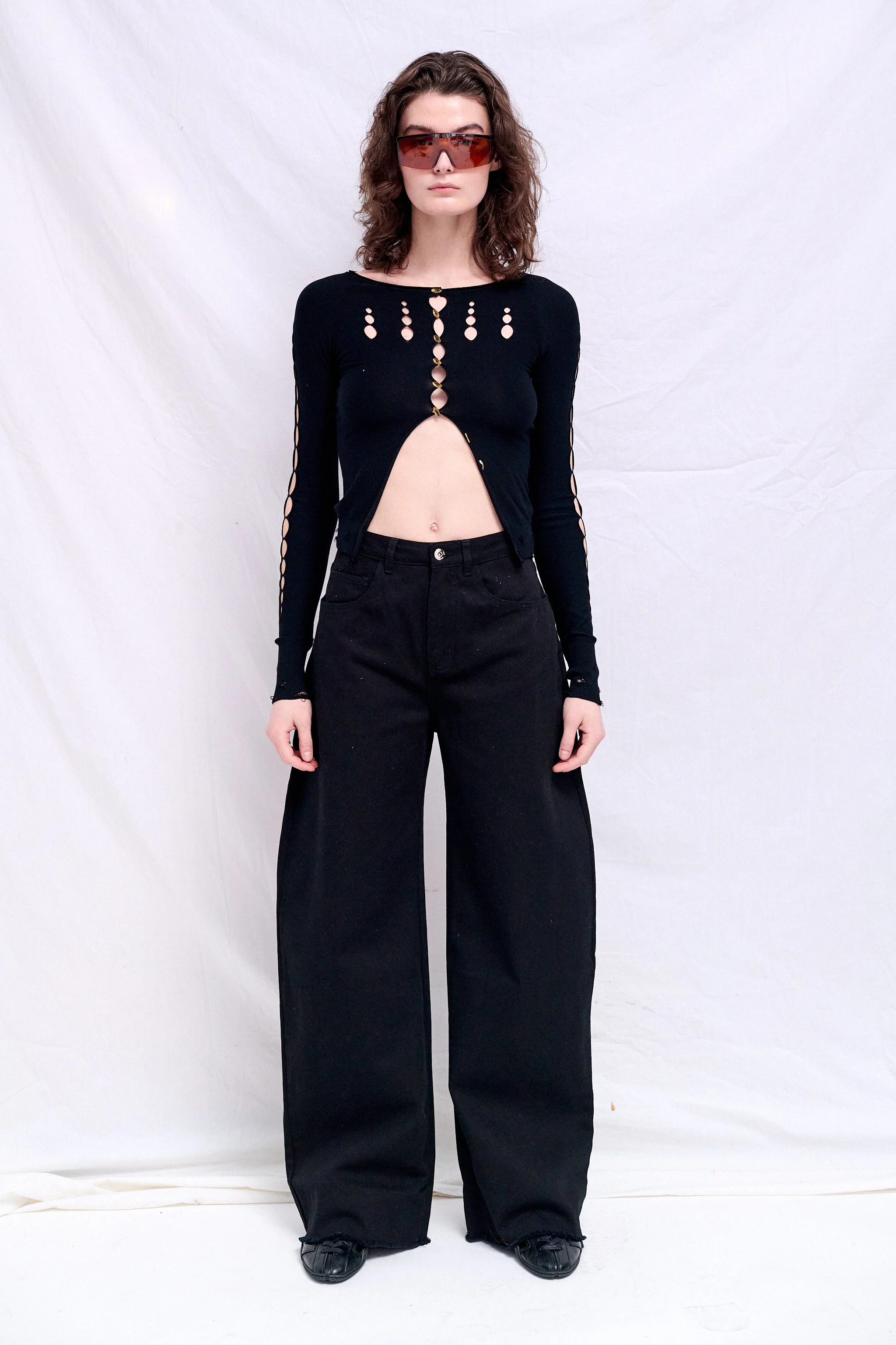 Black Drill Boyfriend Style Jeans - Image 3