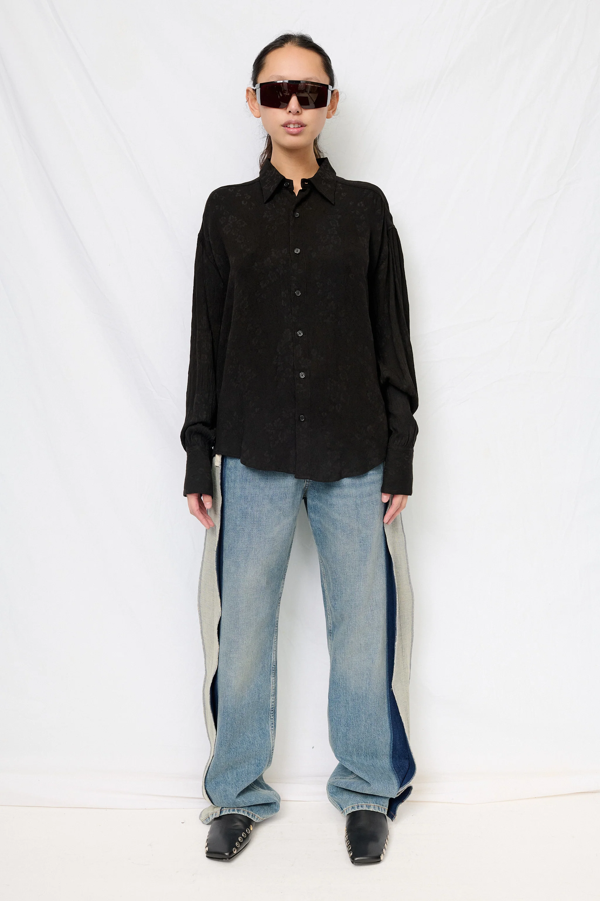 Black Floral Arc Shirt - Image 3