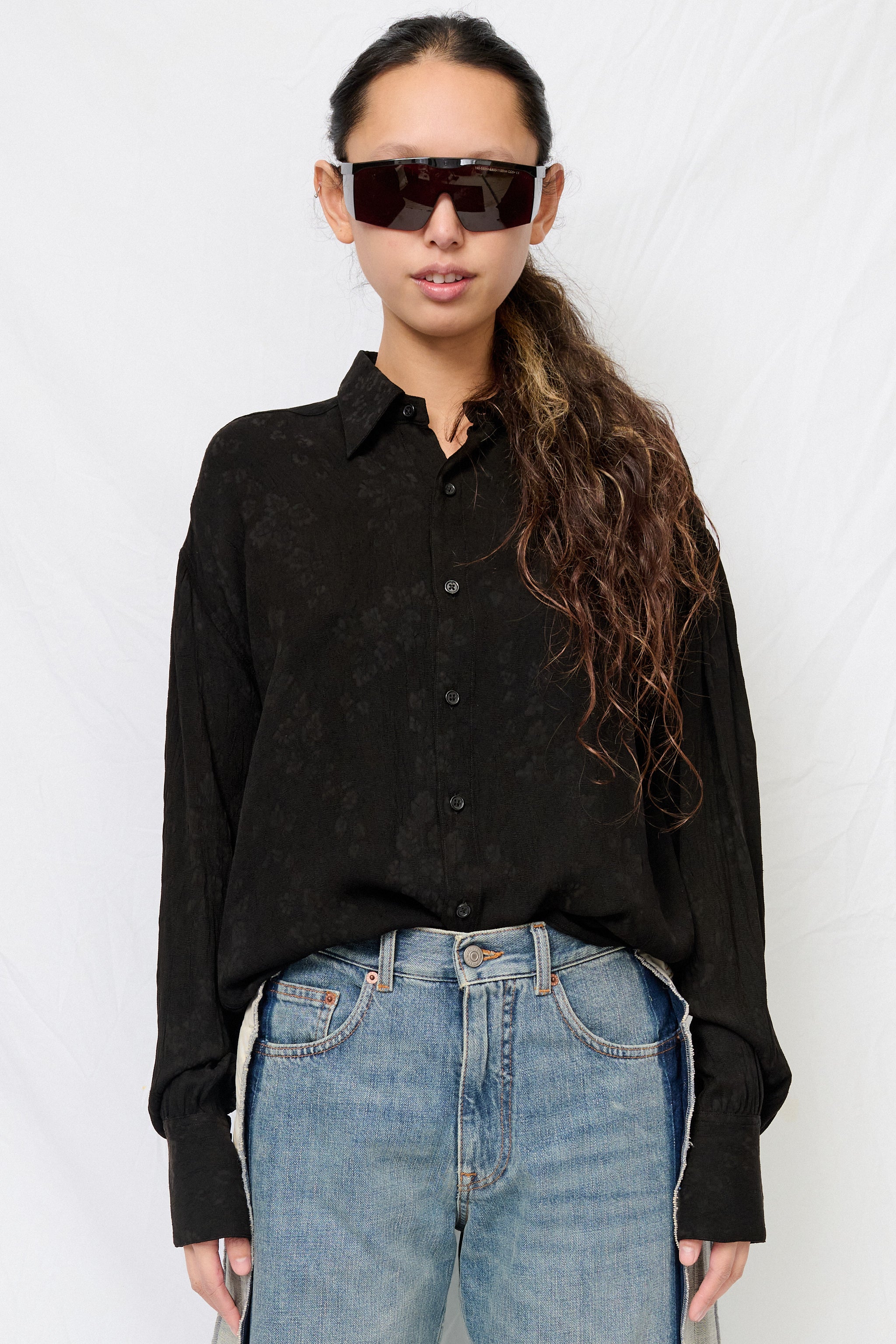 Black Floral Arc Shirt - Image 5