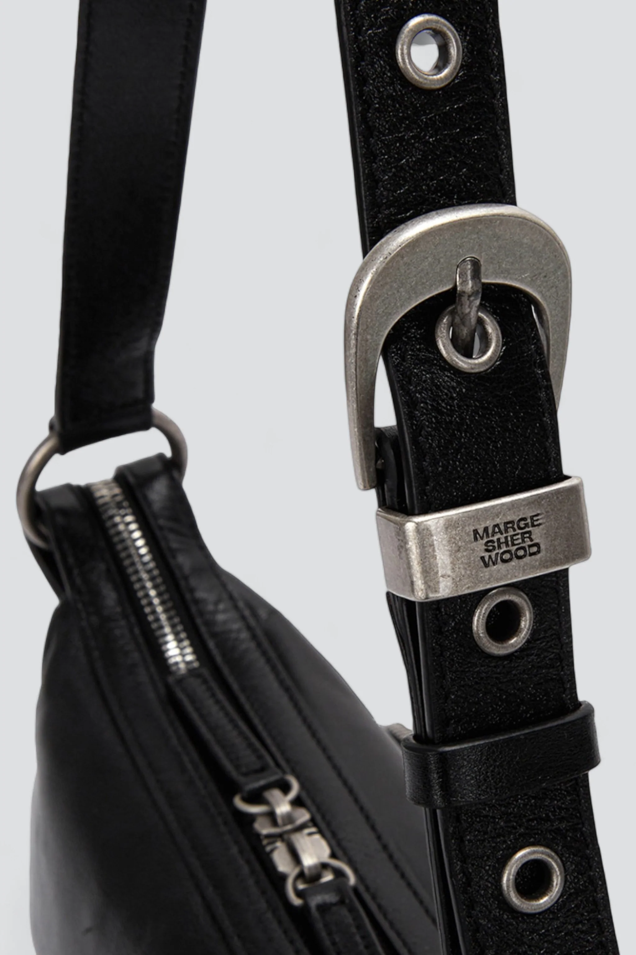 Black Glossy Plain Outpocket Hobo - Image 3