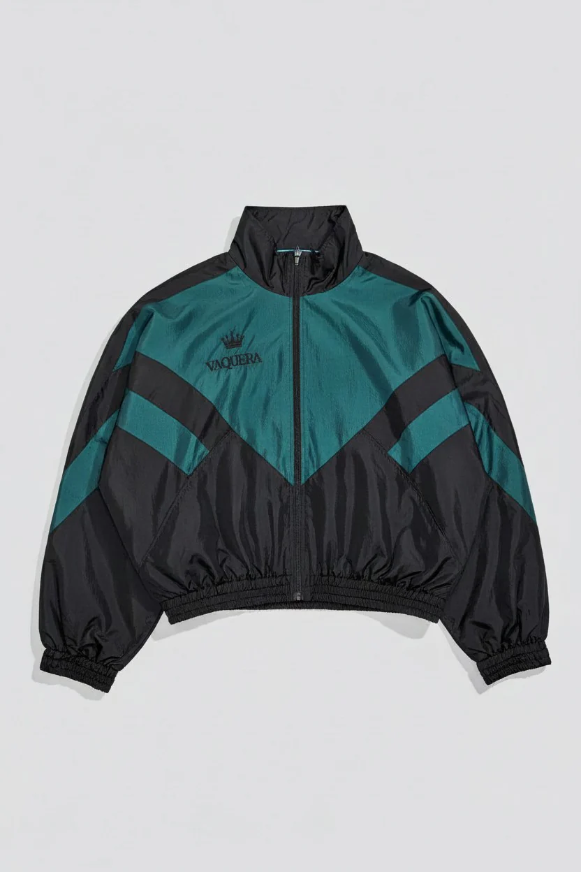 Black Green Windbreaker Woven - Image 2