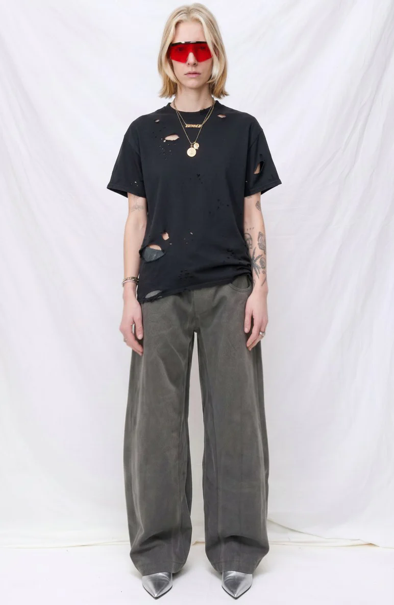 Black Grey Wash Denim Twist Jean - Image 3