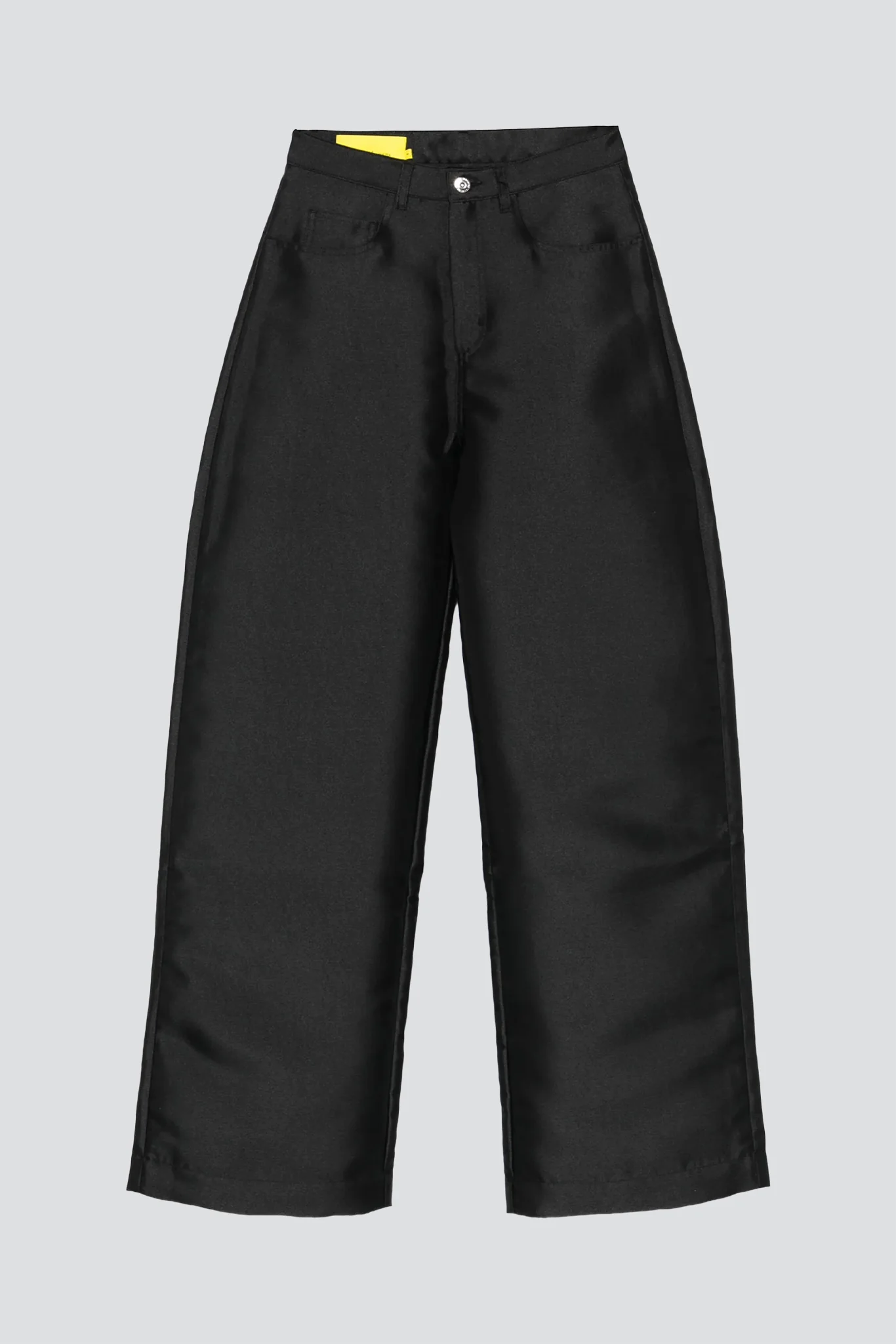 Black Heavy Satin Boyfriend Style Trousers - Image 2
