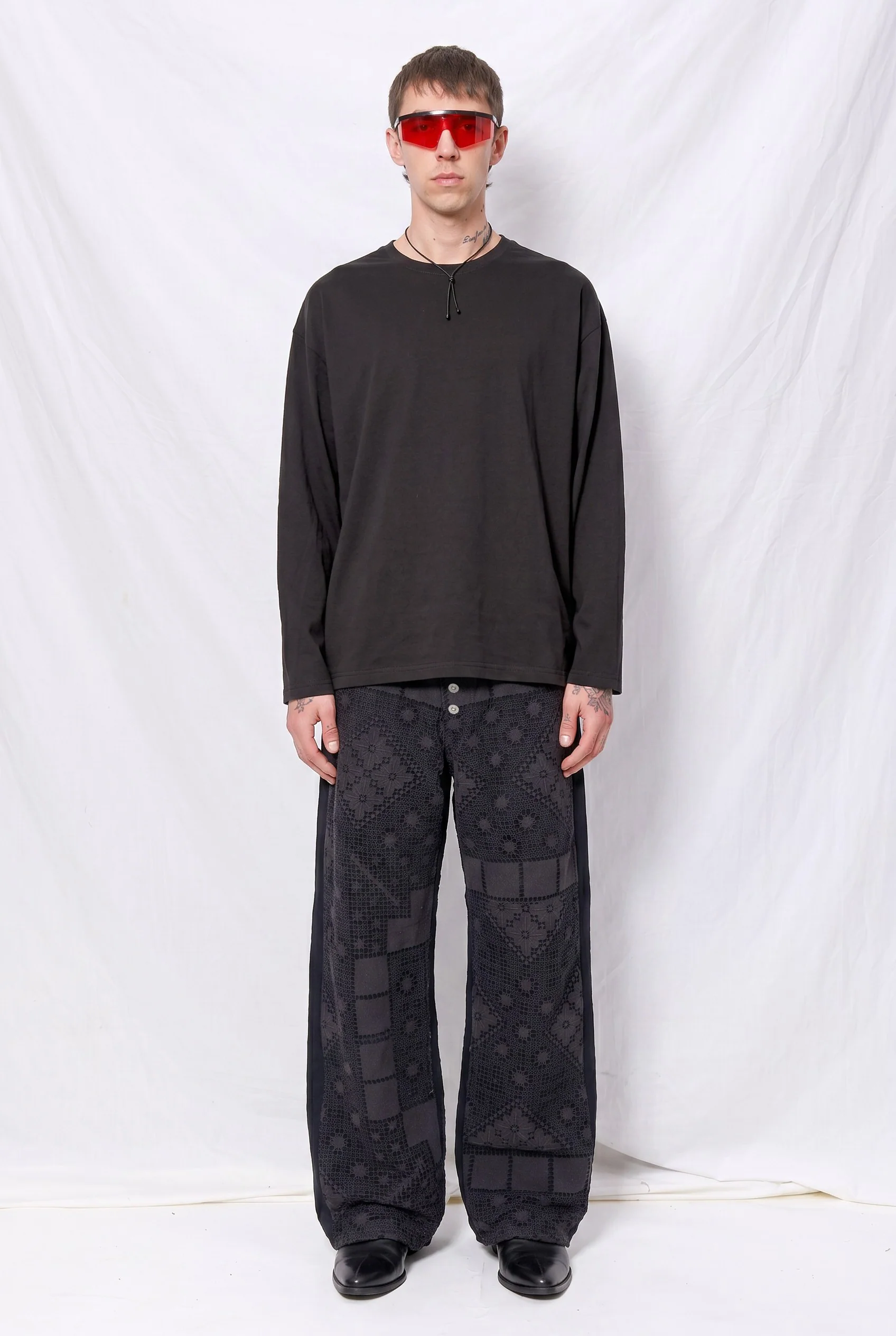 Black Lace Denim Jeans - Image 3