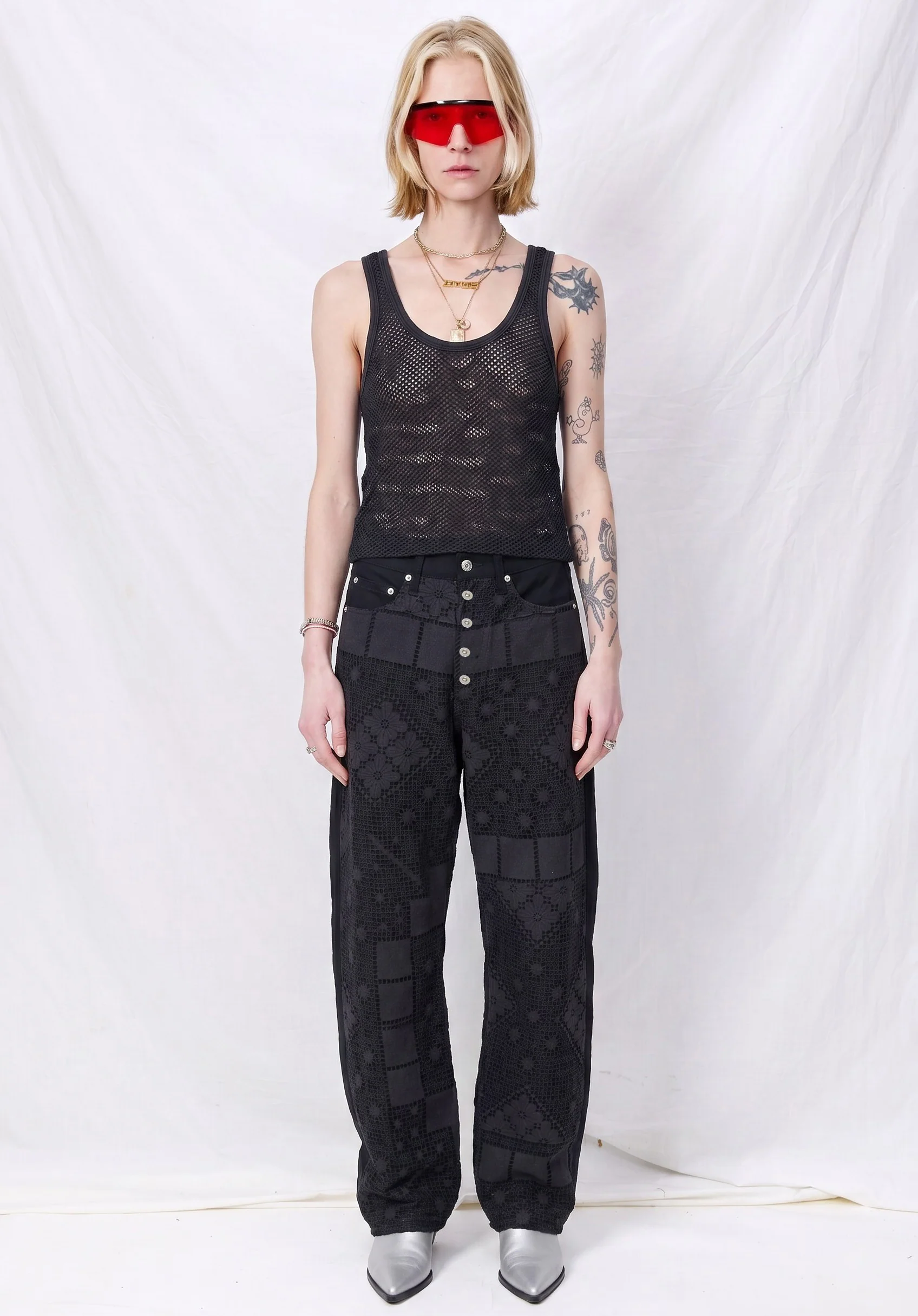 Black Lace Denim Jeans - Image 4