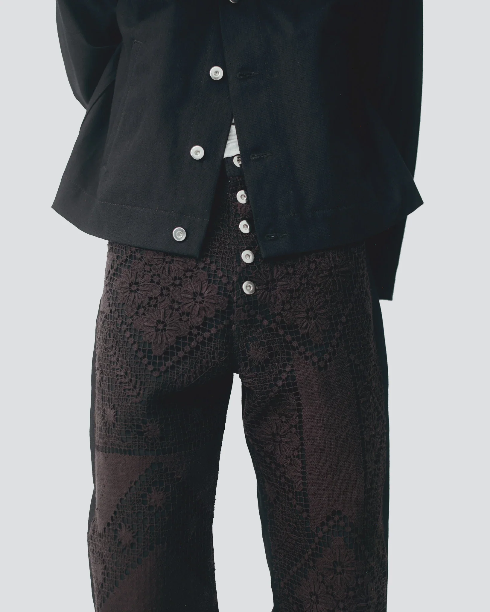 Black Lace Denim Jeans - Image 5