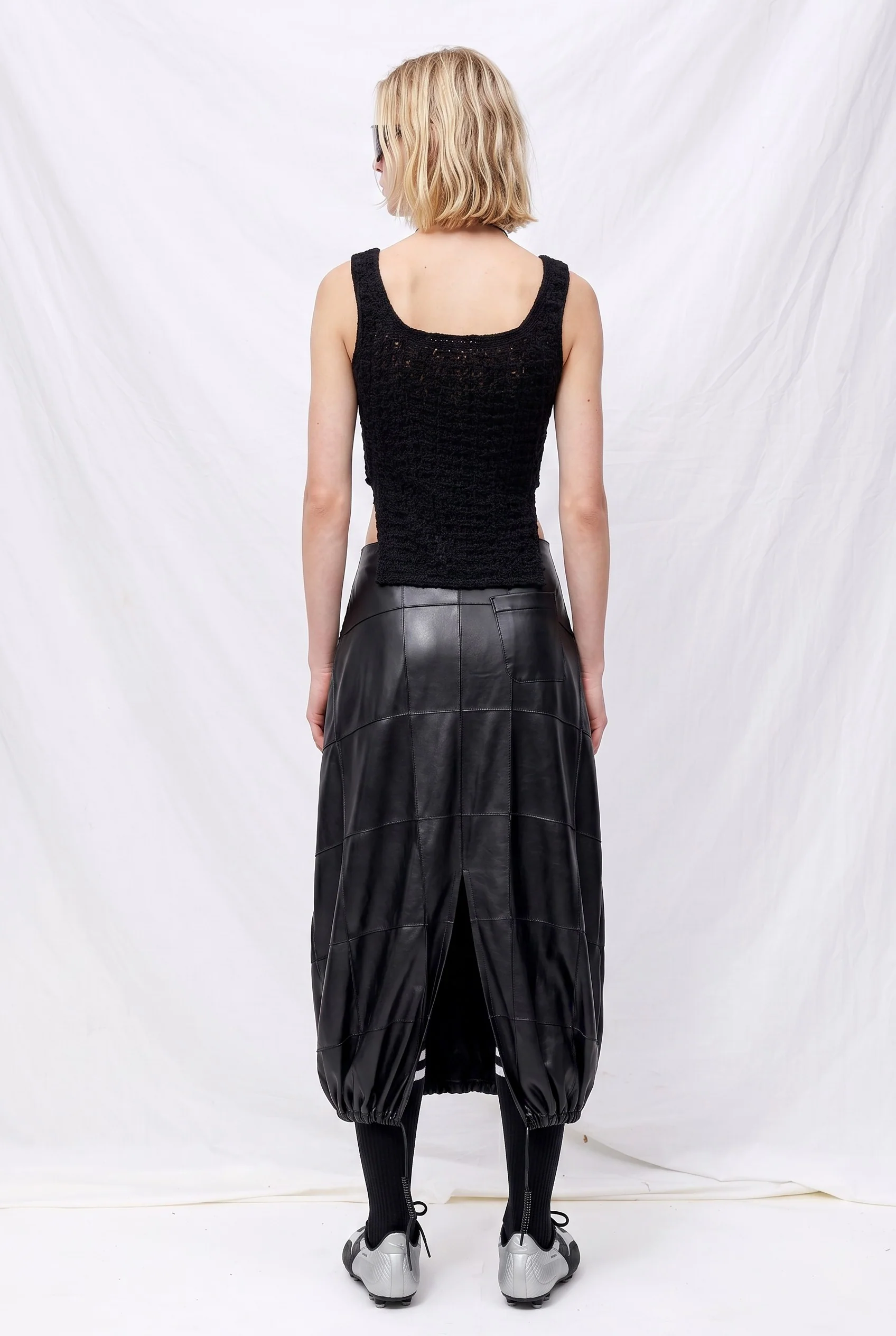 Black Lace Jersey Twist Tank Top - Image 2