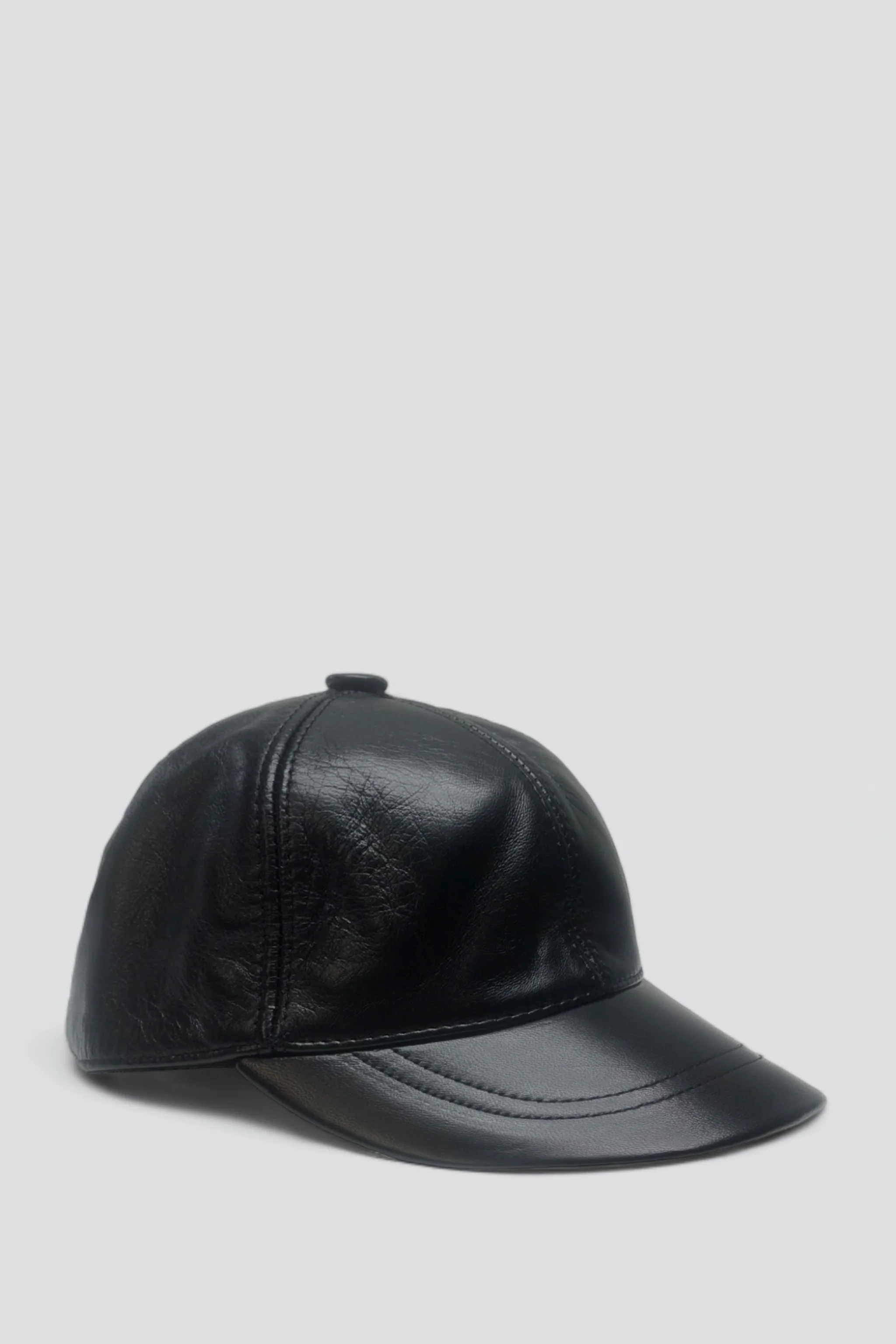 Black Leather Baseball Cap - Image 2
