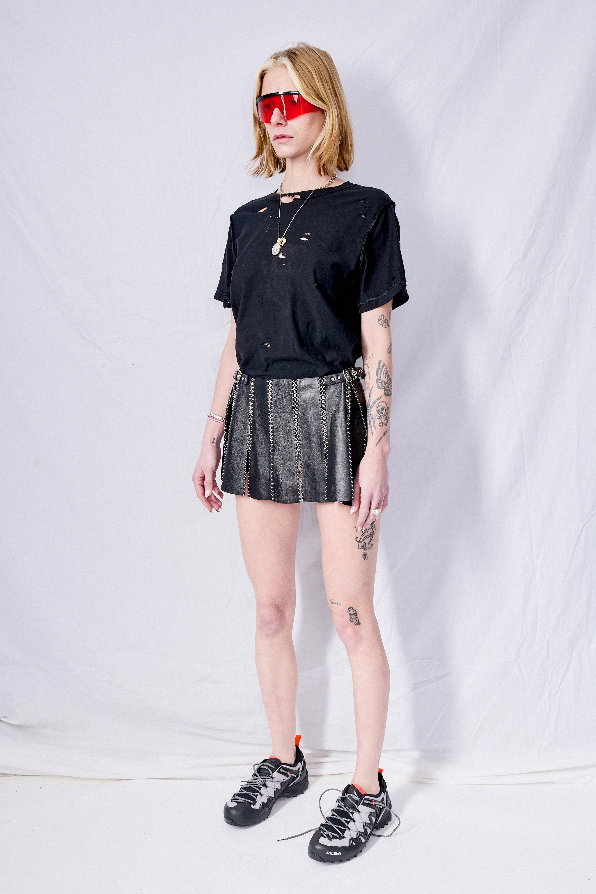 Black Leather Charm Mini Skirt - Image 5