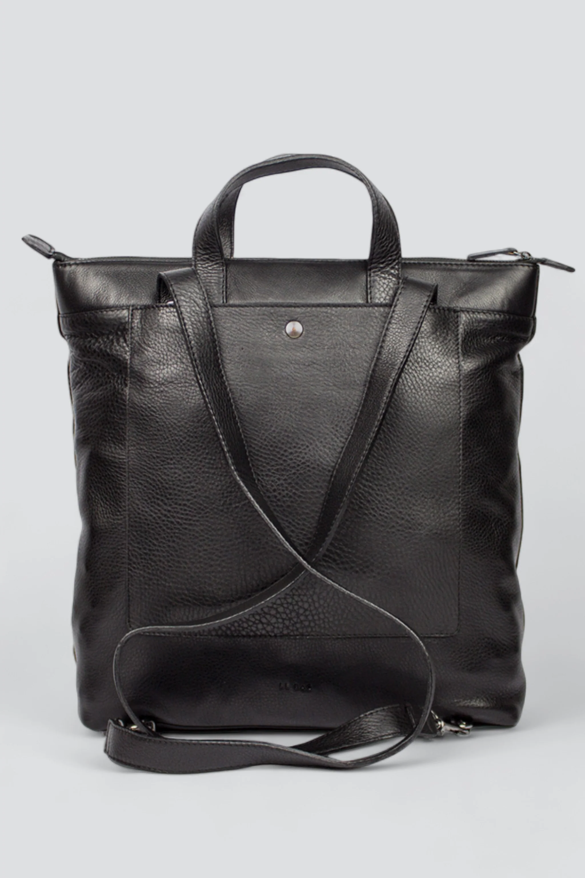 Black Leather Convertible Backpack B1 - Image 4